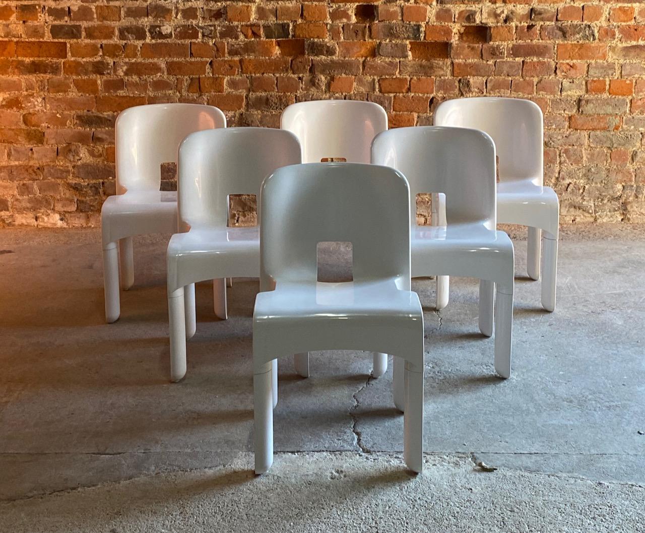Plastic Joe Colombo Universale Chairs Model 4867 Set of Six by Kartell, Italy, 1967