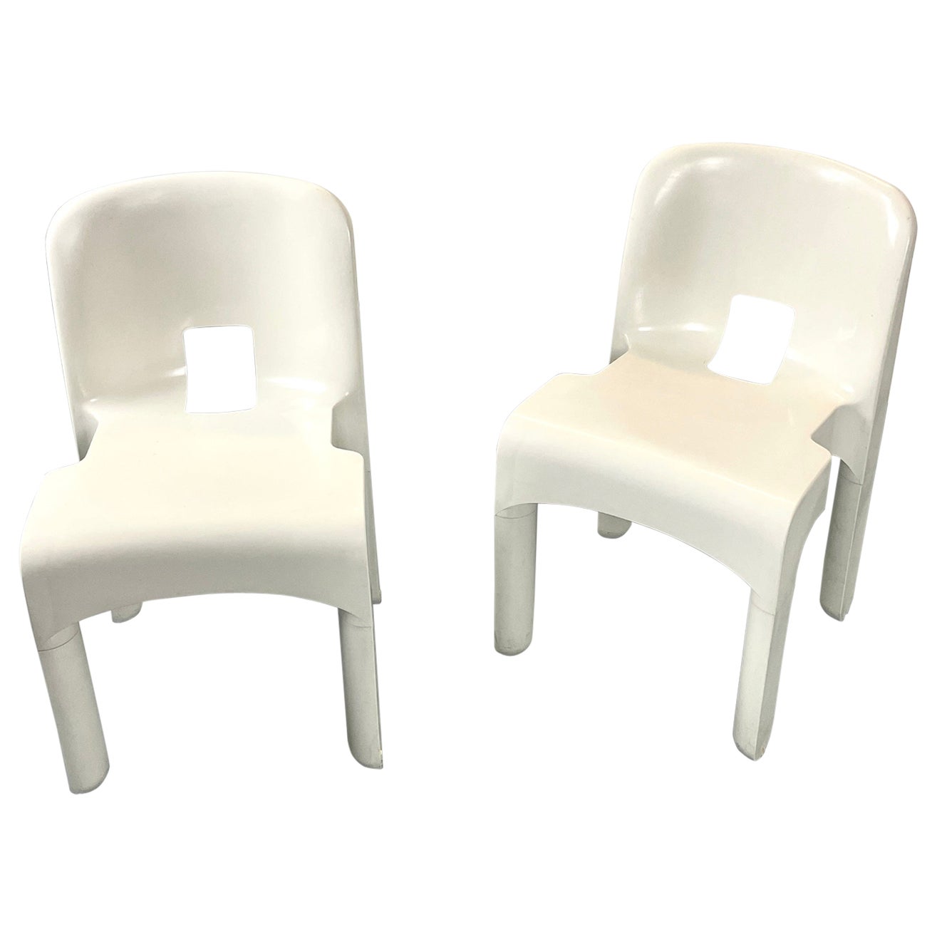 Joe Colombo Universale Plastic Chair for Kartell White Italy Vintage Space Age For Sale