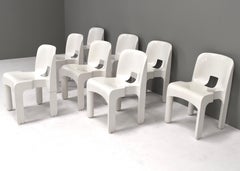 Joe Colombo Universale Plastic Chairs in White by Kartell, Italy, 1967