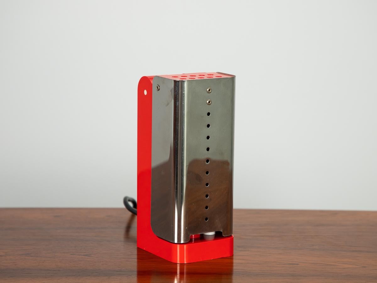 Chrome Joe Colombo Vademecum Lamp in Red For Sale