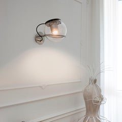 Joe Colombo Wall Lamp 'The Globe' Transparent Blown Glass by Oluce