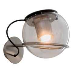 Lampe murale « The Globe » de Joe Colombo en verre soufflé transparent par Oluce