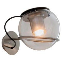 Joe Colombo Wall Lamp 'The Globe' Transparent Blown Glass by Oluce