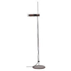 Joe Columbo Style Single Spot Floor Lamp in Chocolate Brown and Chrome