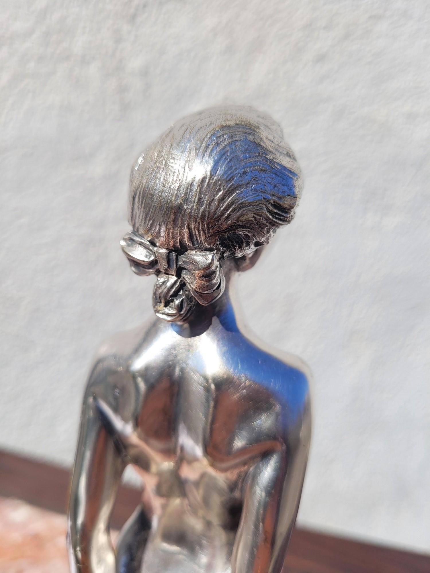 Joé Descomps, Femme nue, Bronze argenté, Art déco 20e siècle en vente 5