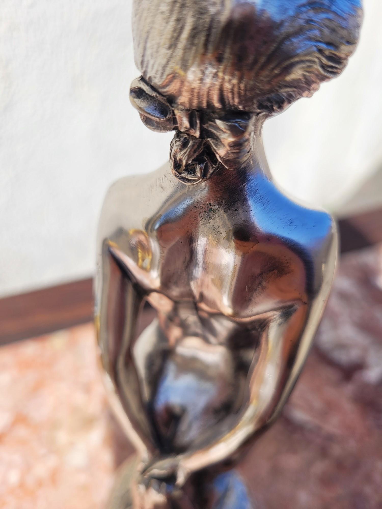 Joé Descomps, Nude Woman, Silver plated Bronze, Art Deco 20th Century For Sale 9