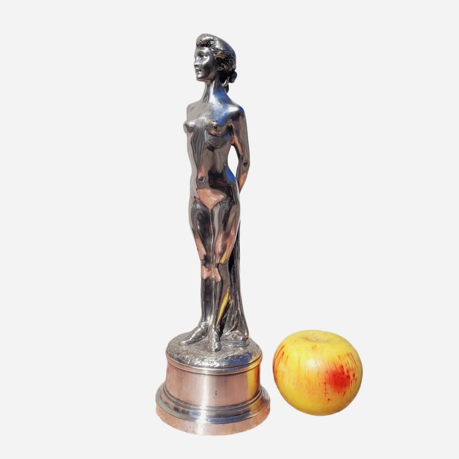 Joé Descomps, Nude Woman, Silver plated Bronze, Art Deco 20th Century 12