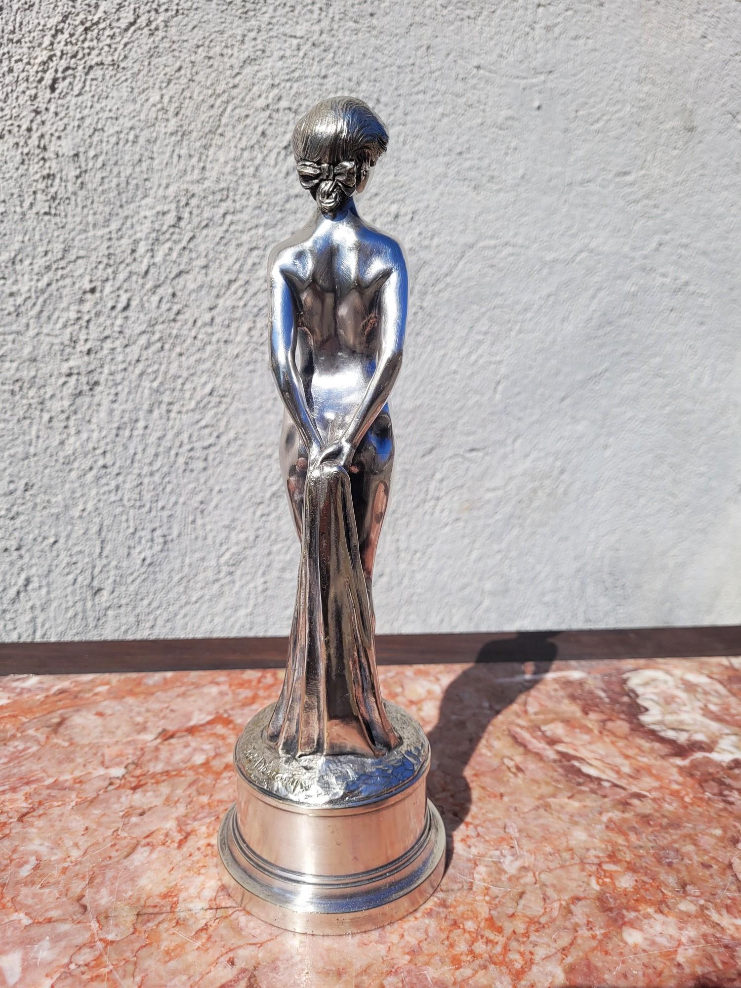 Joé Descomps, Nude Woman, Silver plated Bronze, Art Deco 20th Century 3