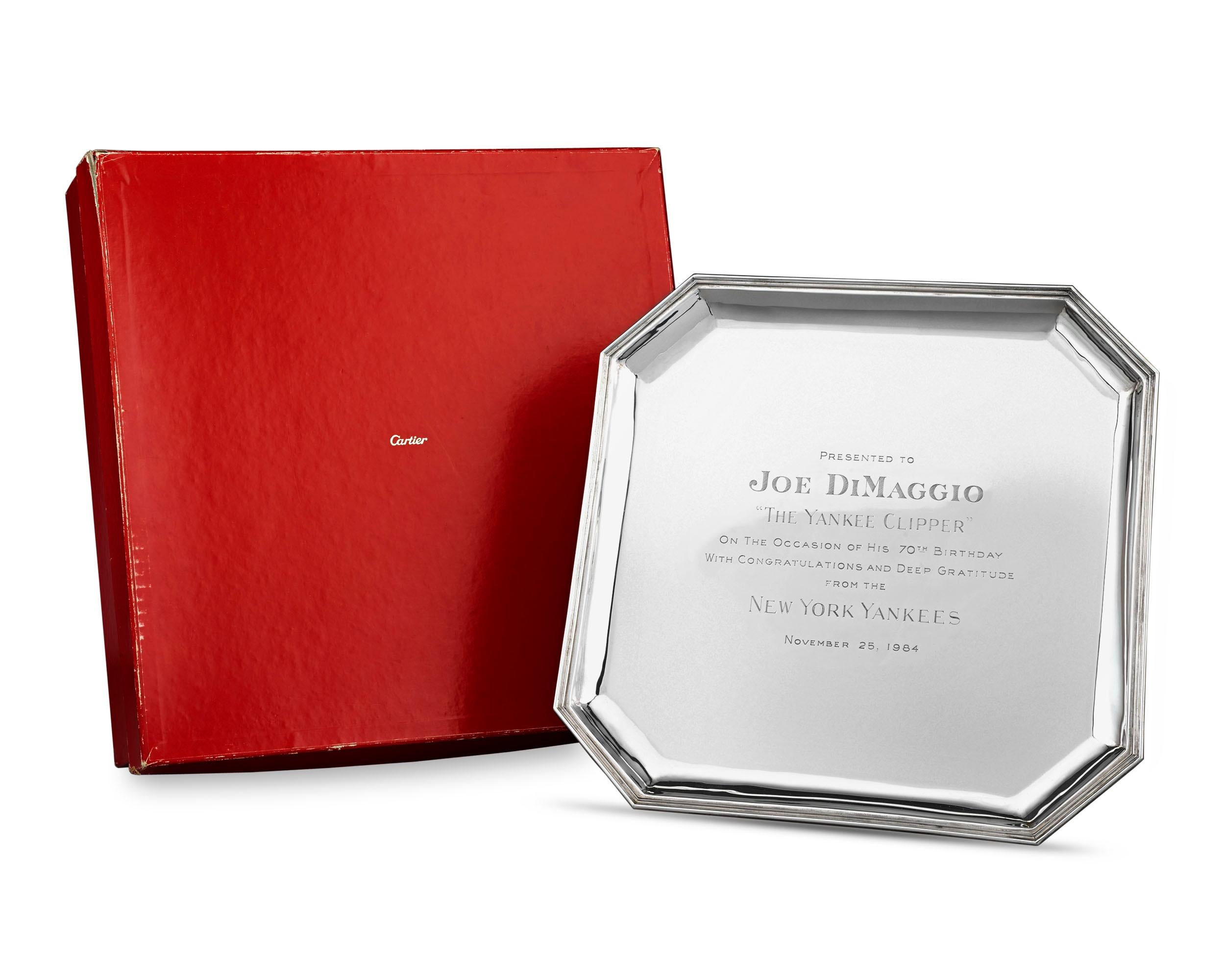 Joe DiMaggio Präsentationstablett aus Silber von Cartier (Sonstiges) im Angebot