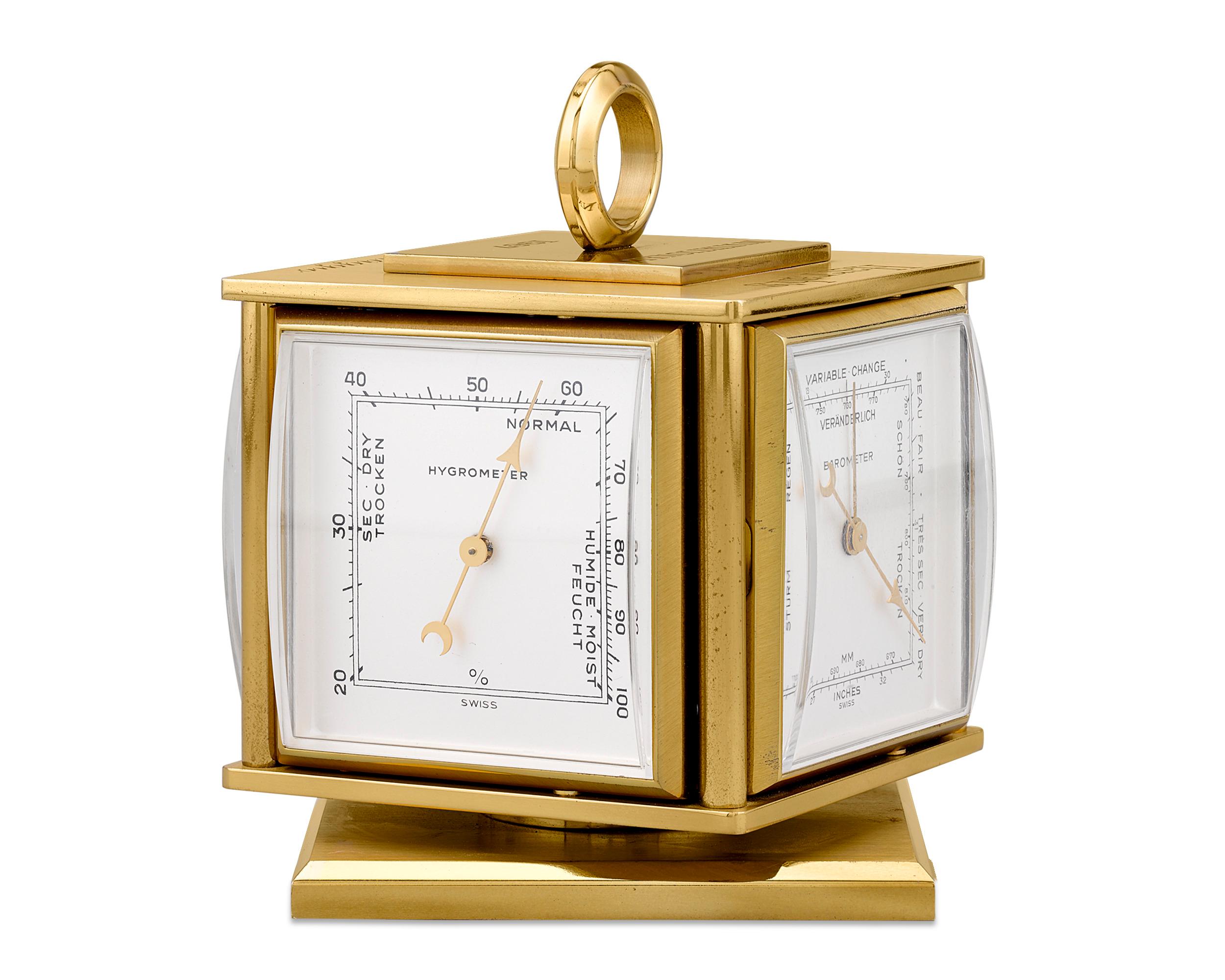 From the personal collection of the legendary Joe DiMaggio, this incredible vintage desk clock was presented to the Yankee Clipper by Harrah's for his participation in their 1967 invitational golf tournament. The Swiss timepiece was retailed by