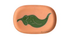 Chili Verde, piatto in ceramica folkloristica nuda di RC Gorman