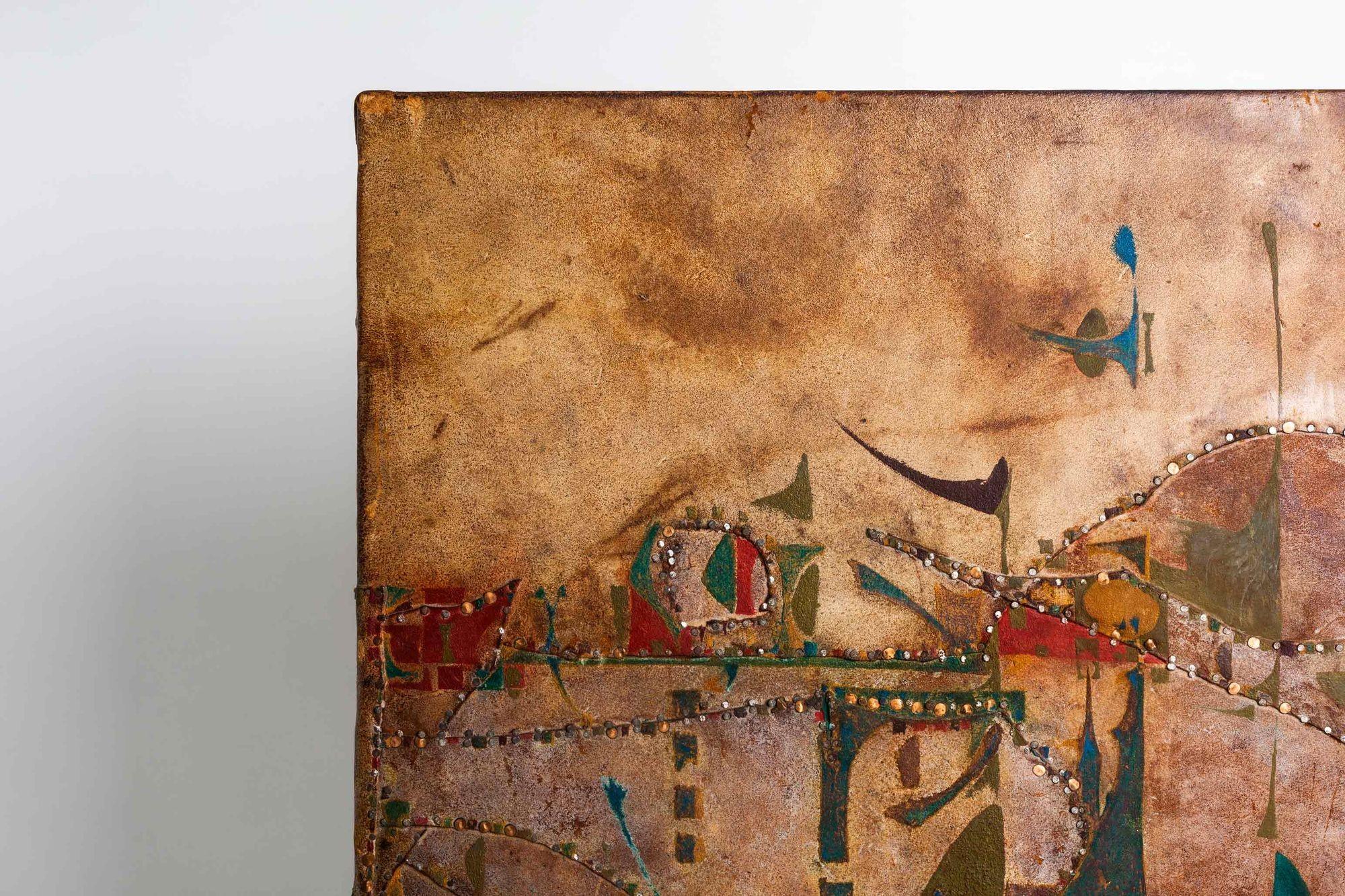 Joe Downing Mixed Media Rawhide Painting 5