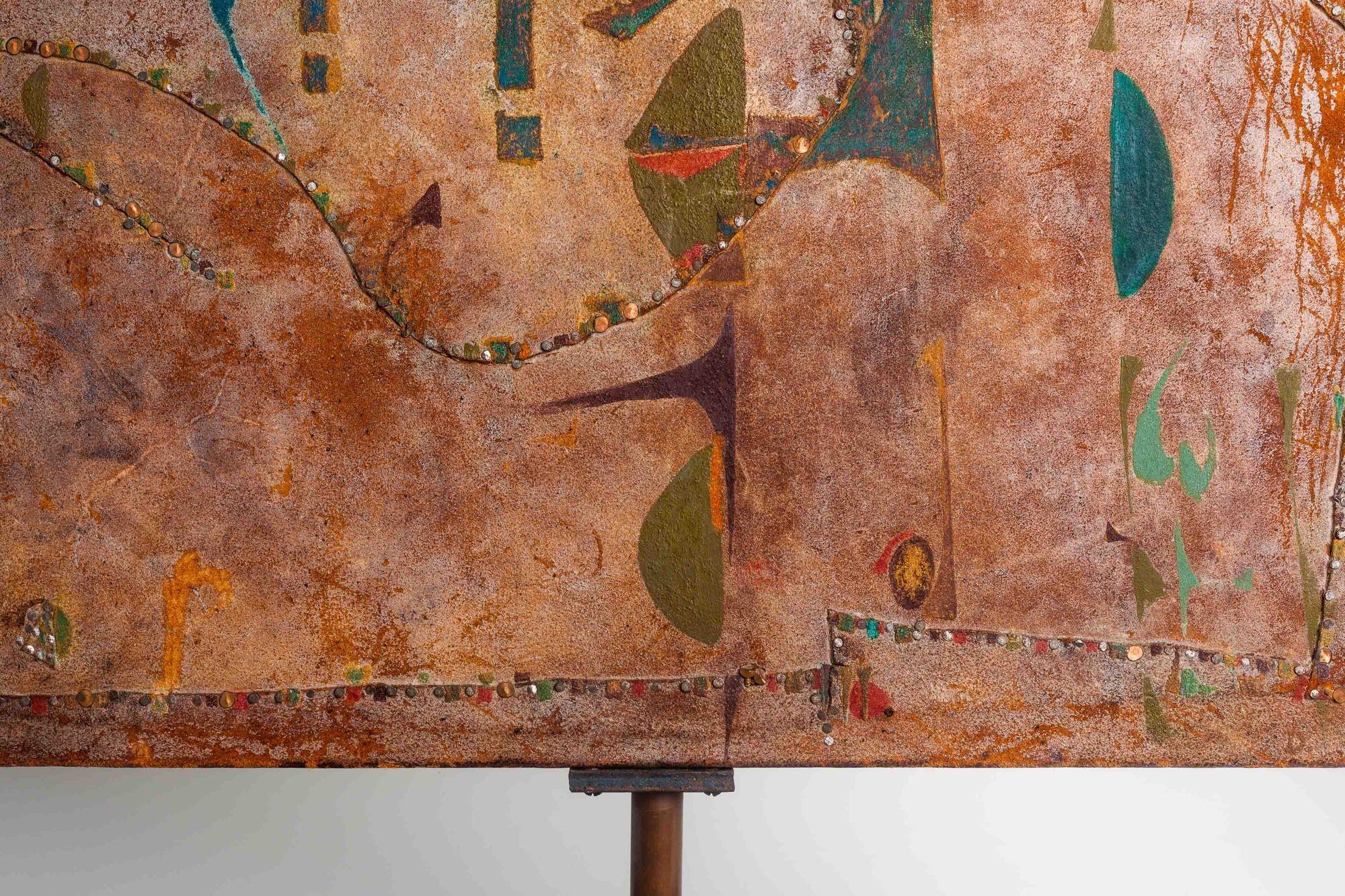 Joe Downing Mixed Media Rawhide Painting 6