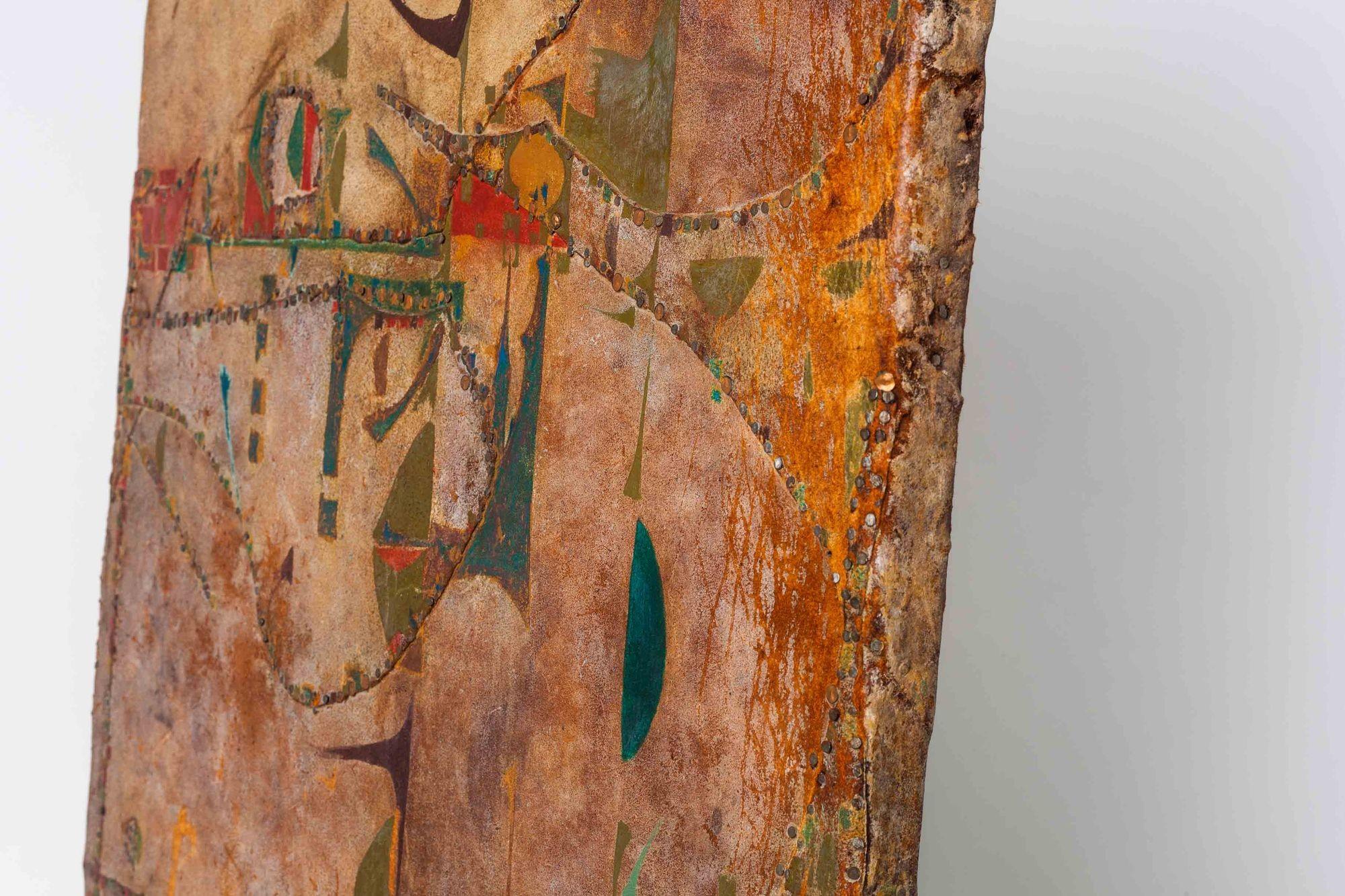 Joe Downing Mixed Media Rawhide Painting 8