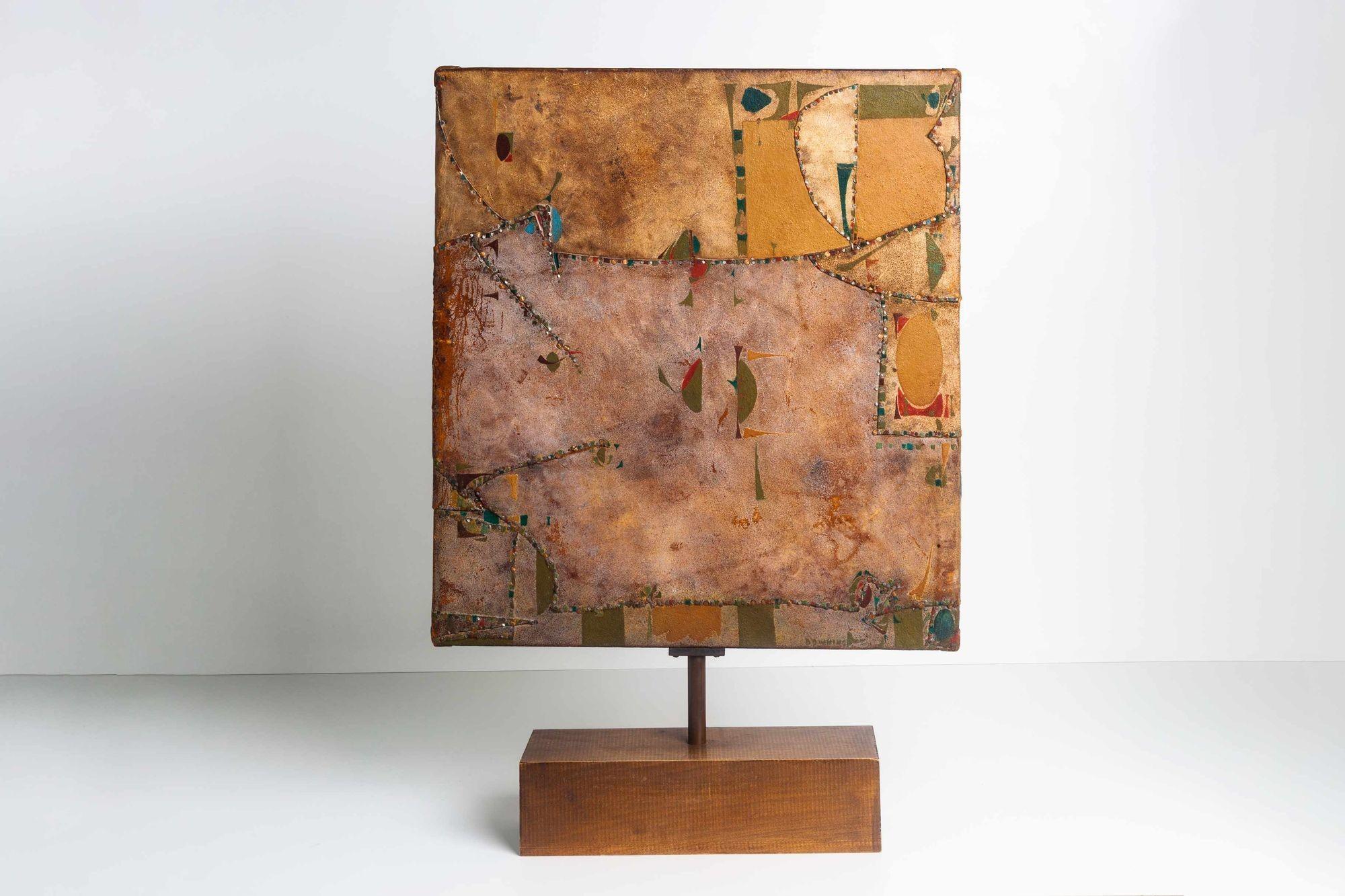 Joe Downing Mixed Media Rawhide Painting In Good Condition In Chicago, IL