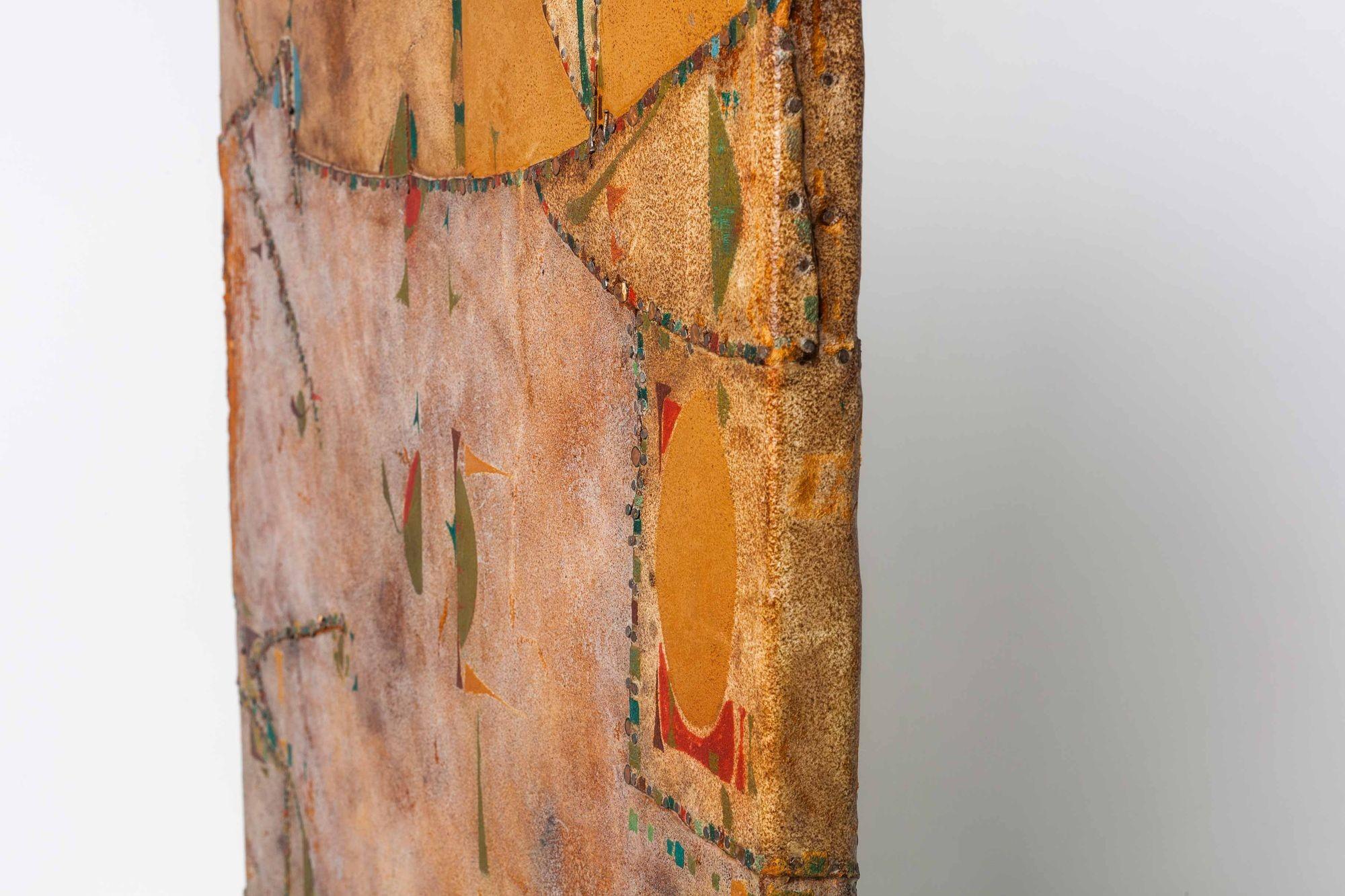 Late 20th Century Joe Downing Mixed Media Rawhide Painting