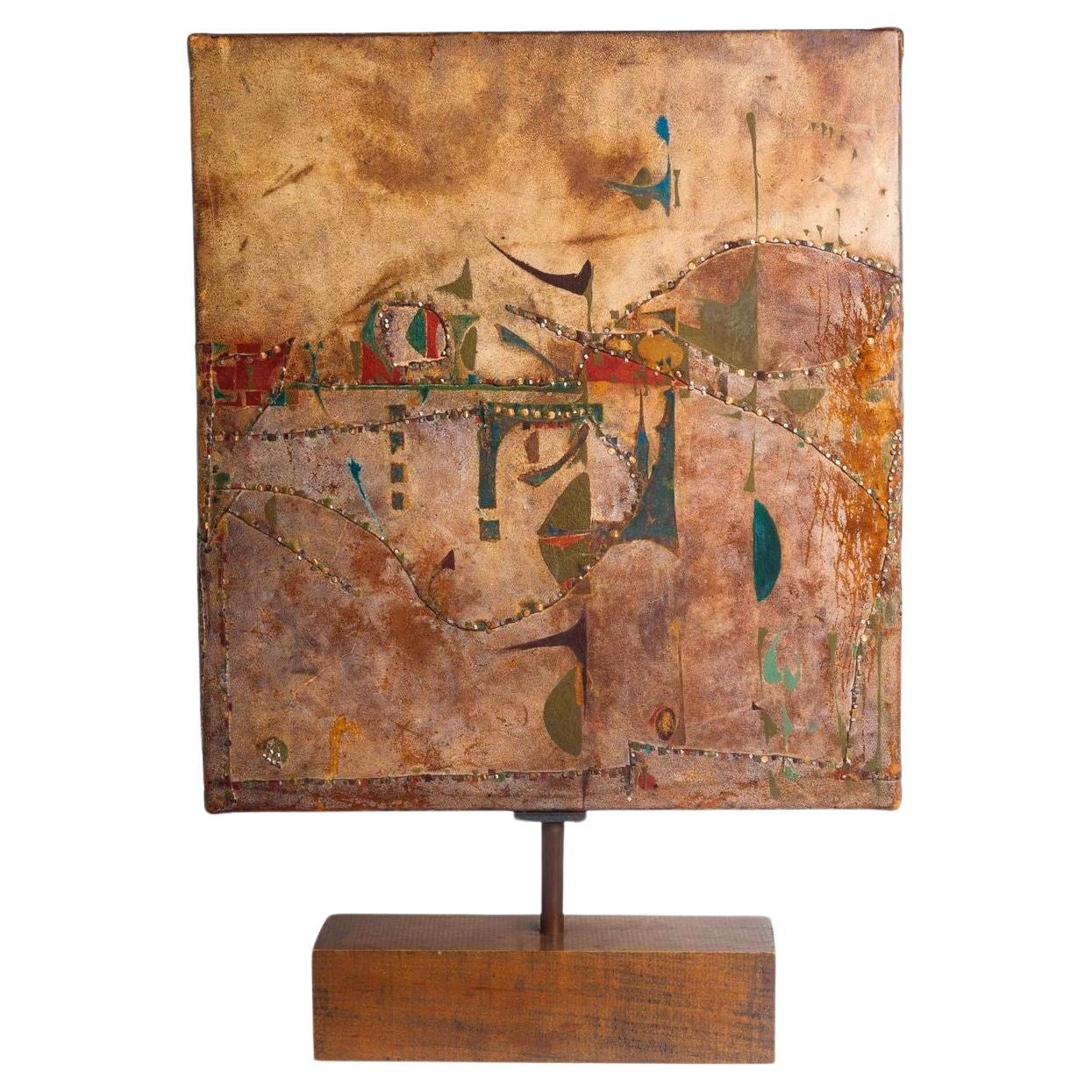 Joe Downing Mixed Media Rawhide Painting