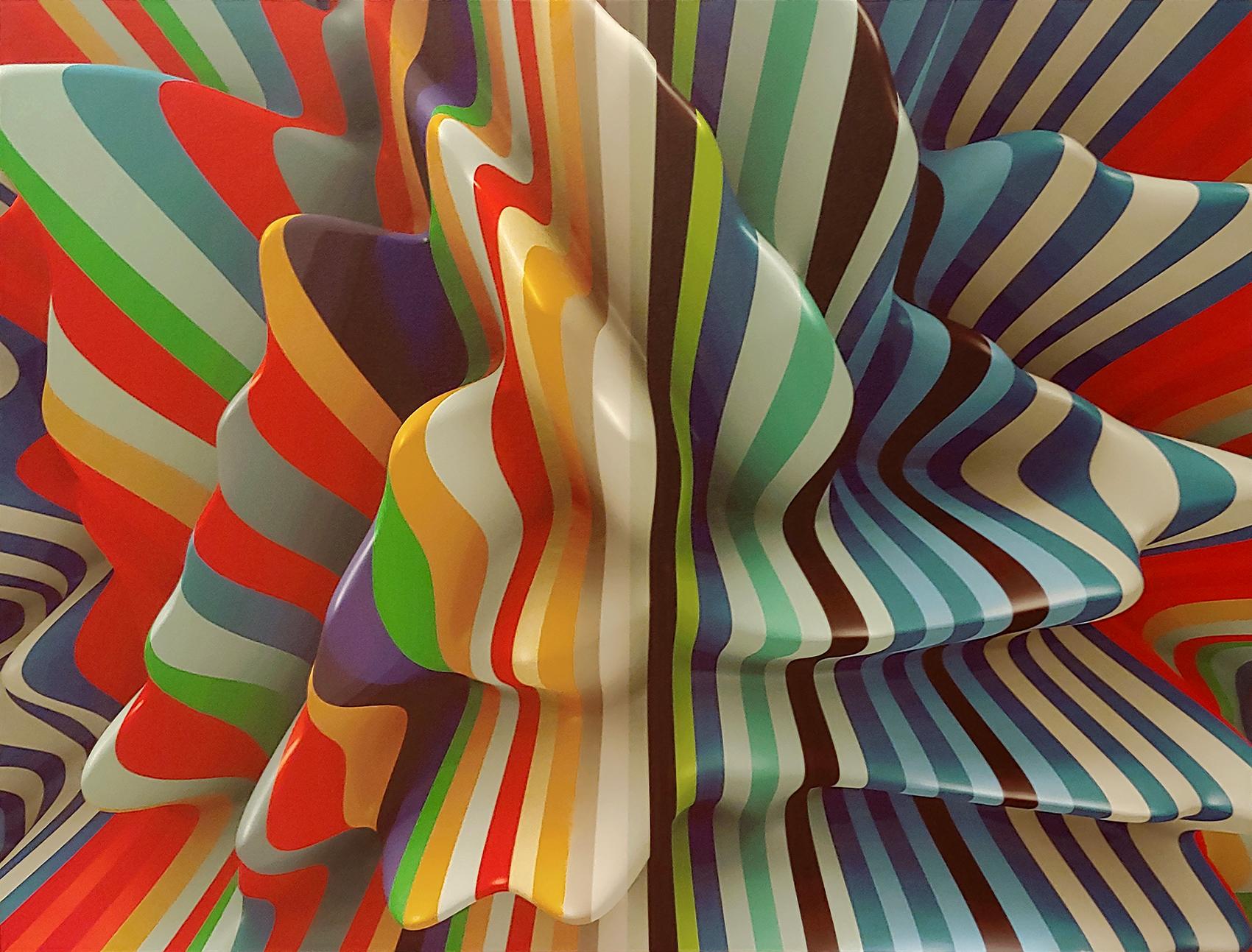 Joe Doyle and Diane Rosenblum Abstract Print - Striped Candy, 38x50, Canvas