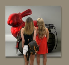 "Red Rabbit with Hand Grenades", 54x60"  Digital pigmented ink on canvas