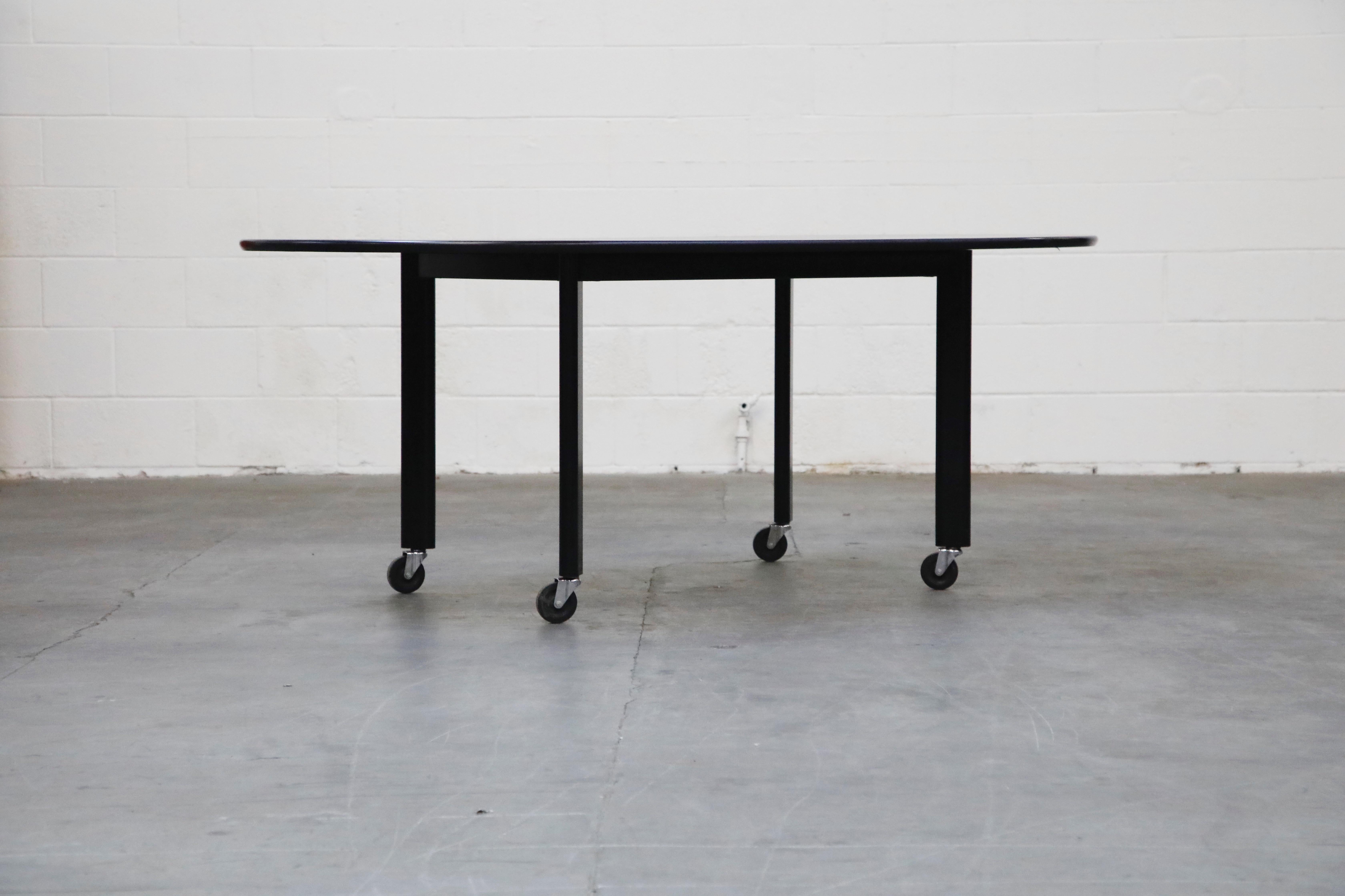 A fantastic Postmodern design, from 1980, by Joe D'Urso for Knoll International 'High Table' which functions perfectly as a dining table, conference table, work table, meeting table or desk. This early production example is signed with a Knoll