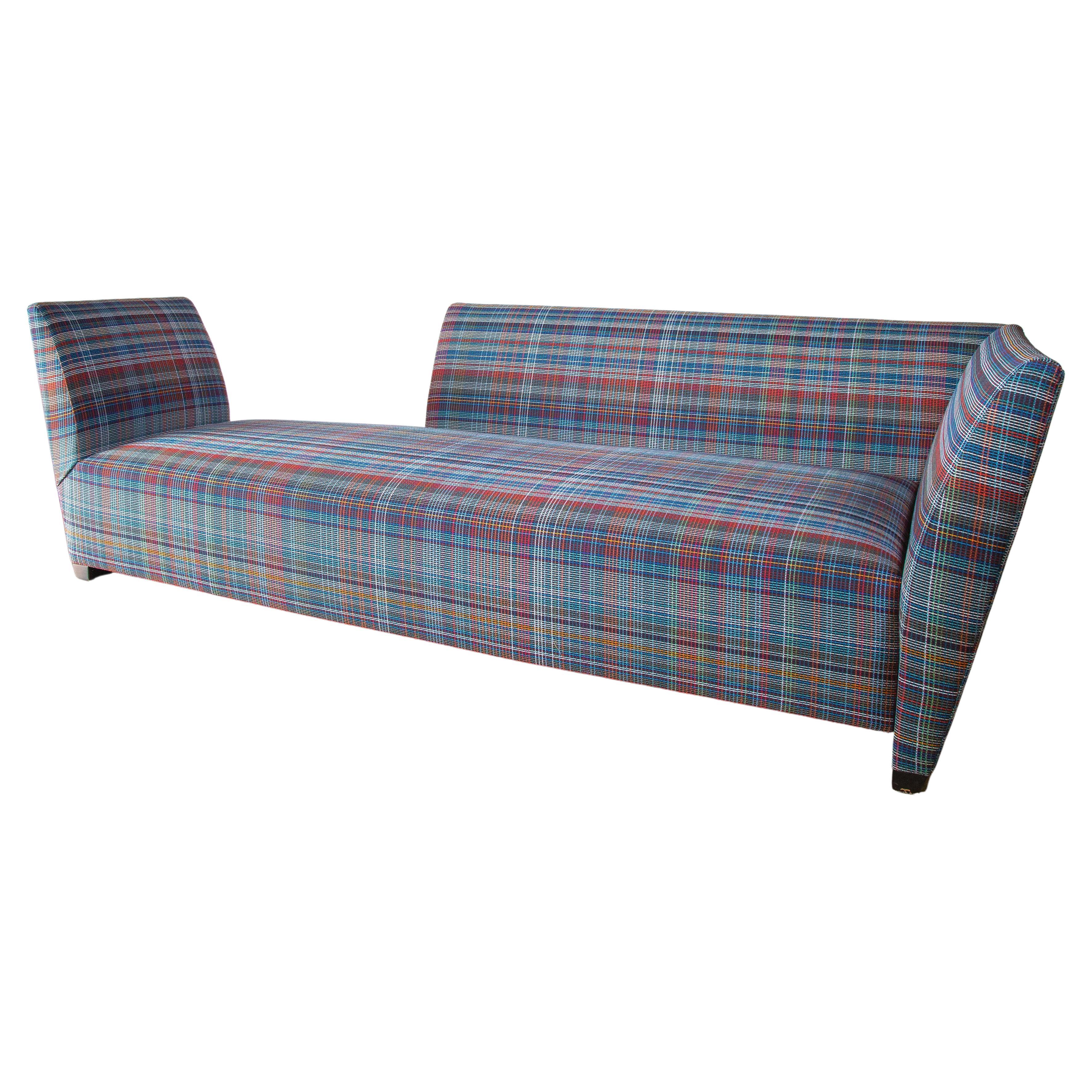 Joe D'Urso Island Sofa for Donghia Knoll Plaidtastic Fabric tete-a-tete chaise For Sale