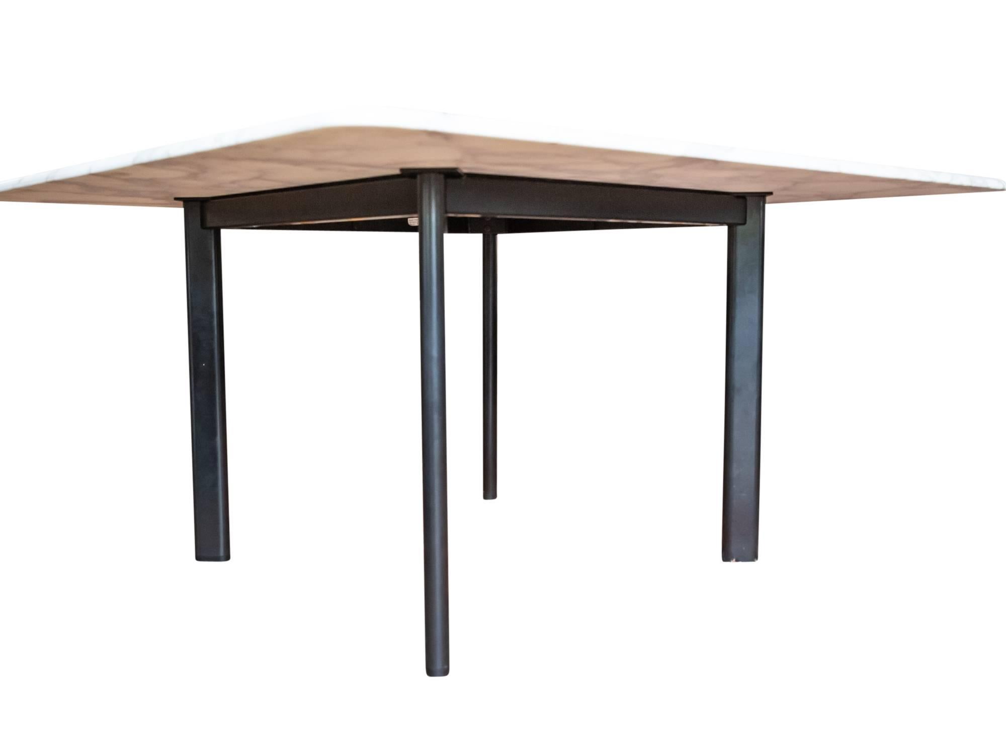 Post-Modern Joe D'Urso Marble and Metal Square Dining Table