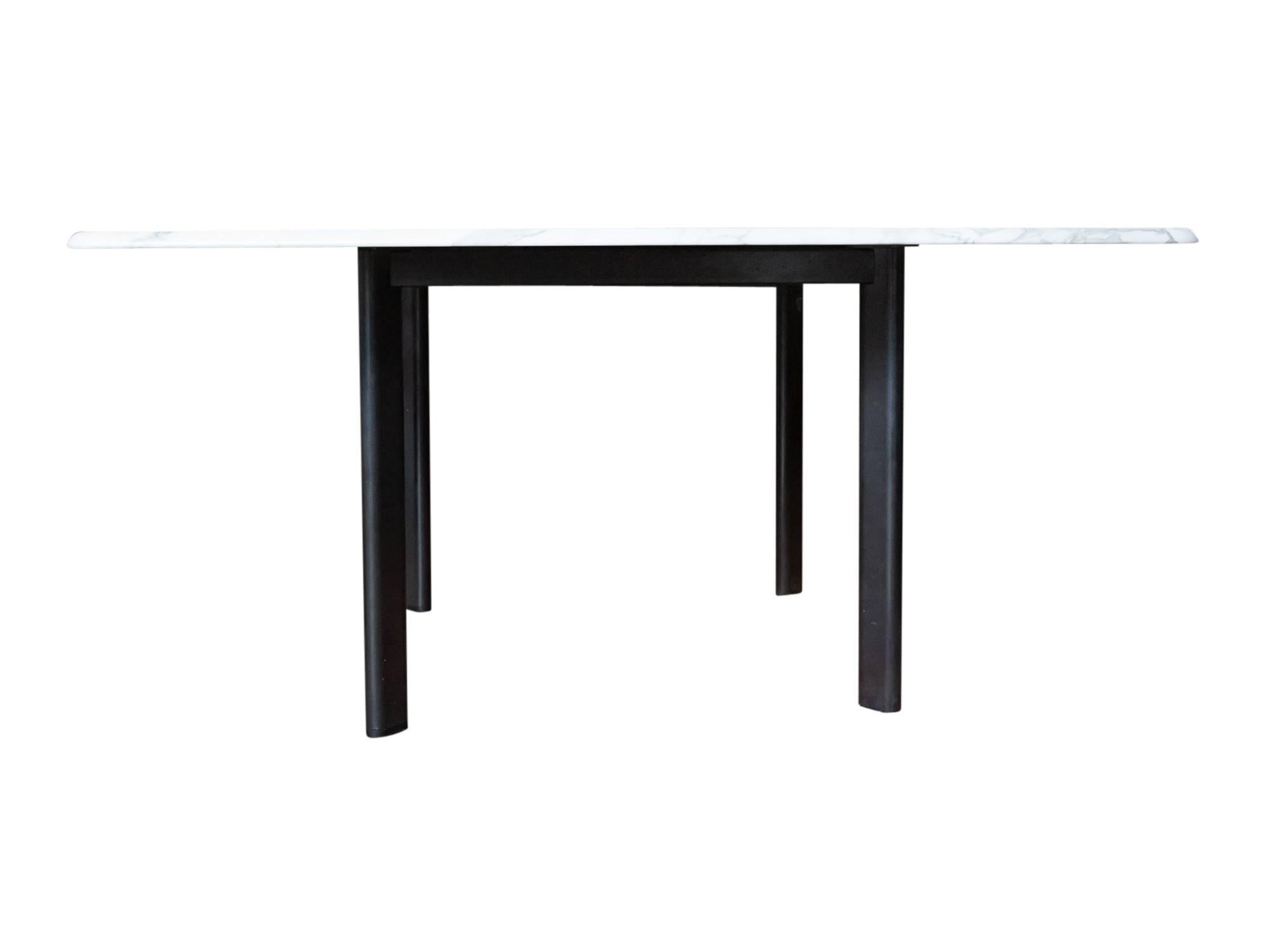 American Joe D'Urso Marble and Metal Square Dining Table