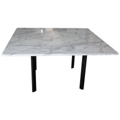 Joe D'Urso Marble and Metal Square Dining Table