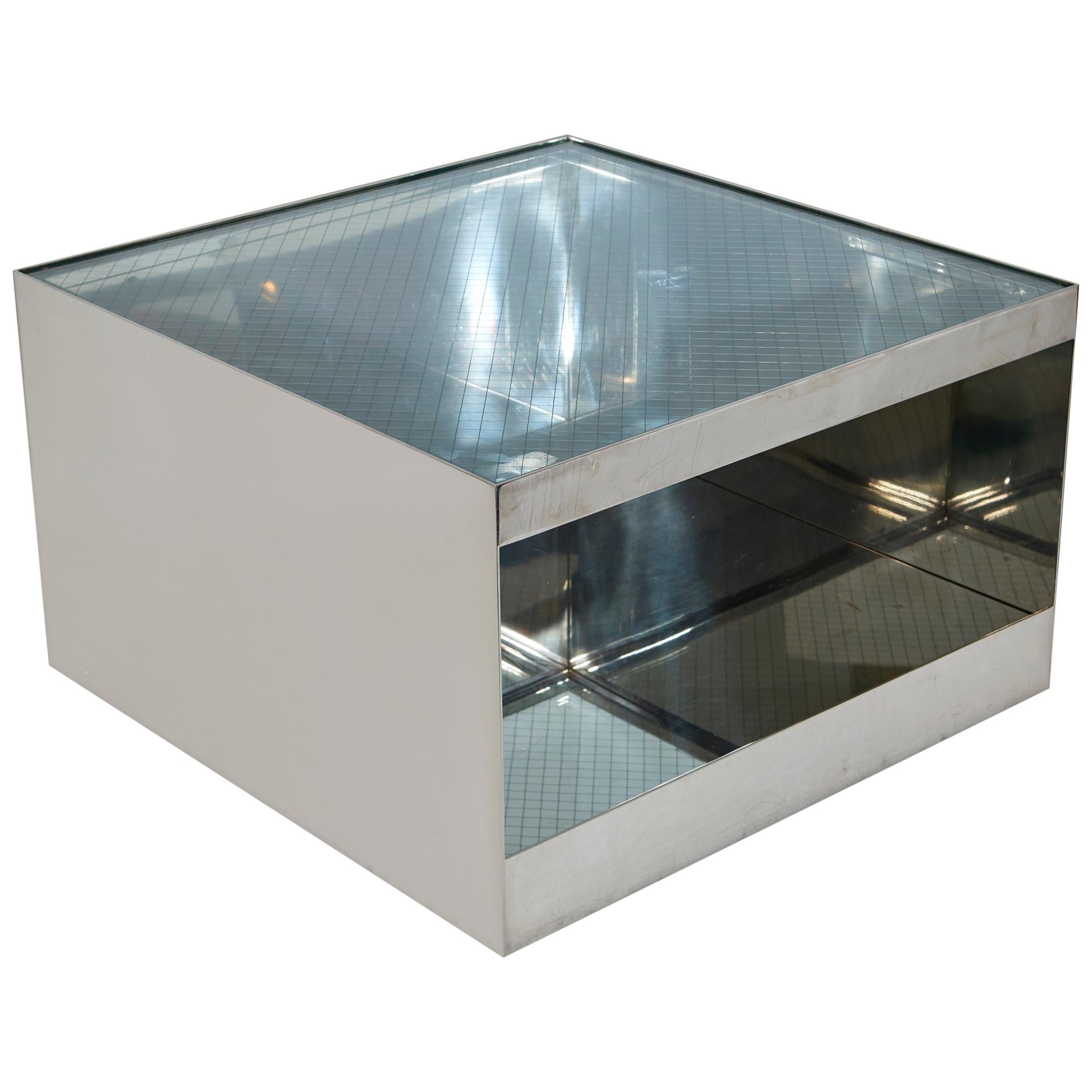 Joe D'Urso Polished Stainless Low Rolling Table