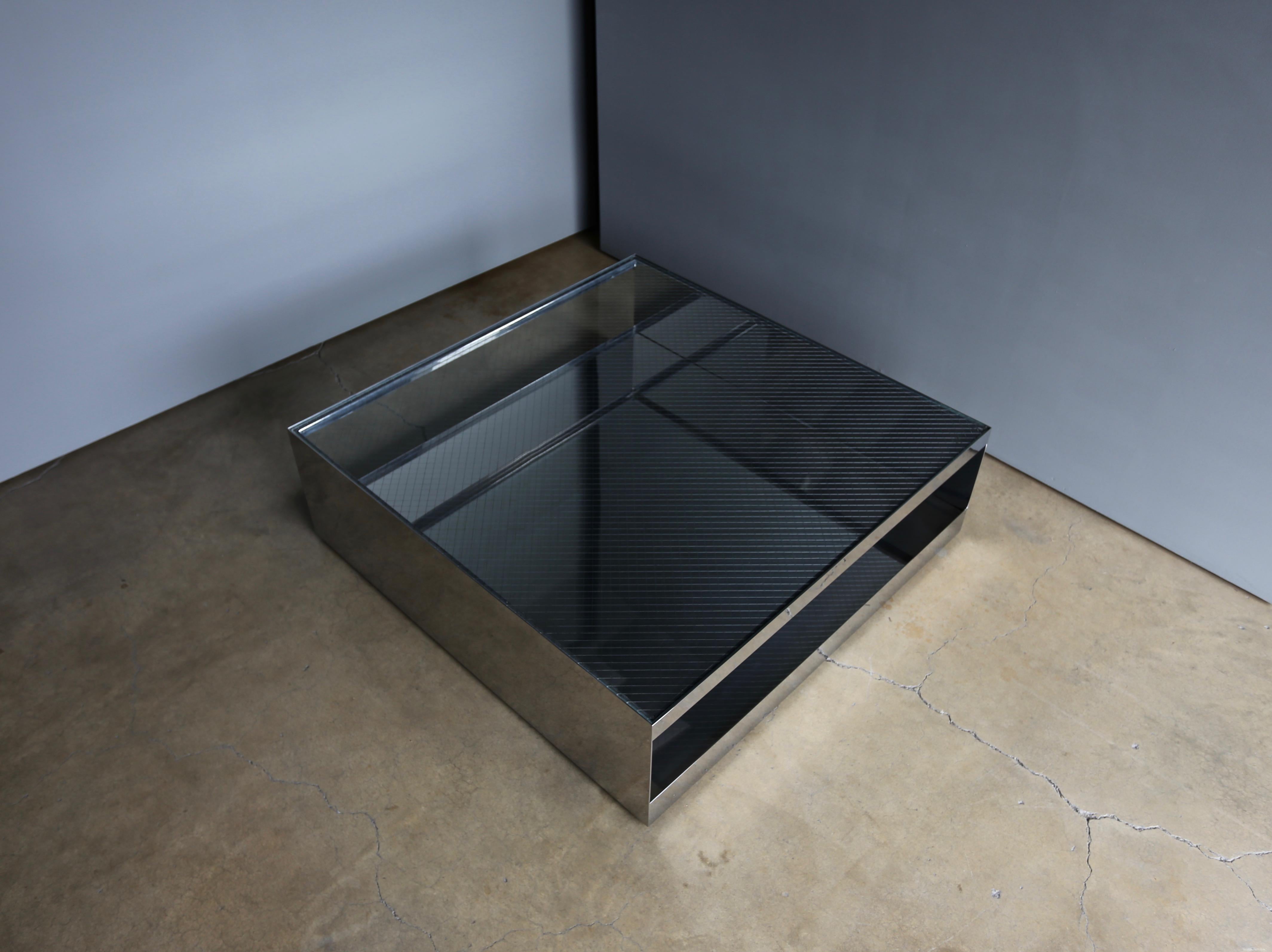 20th Century Joe D'urso Polished Stainless Steel Coffee Table for Knoll, circa 1981