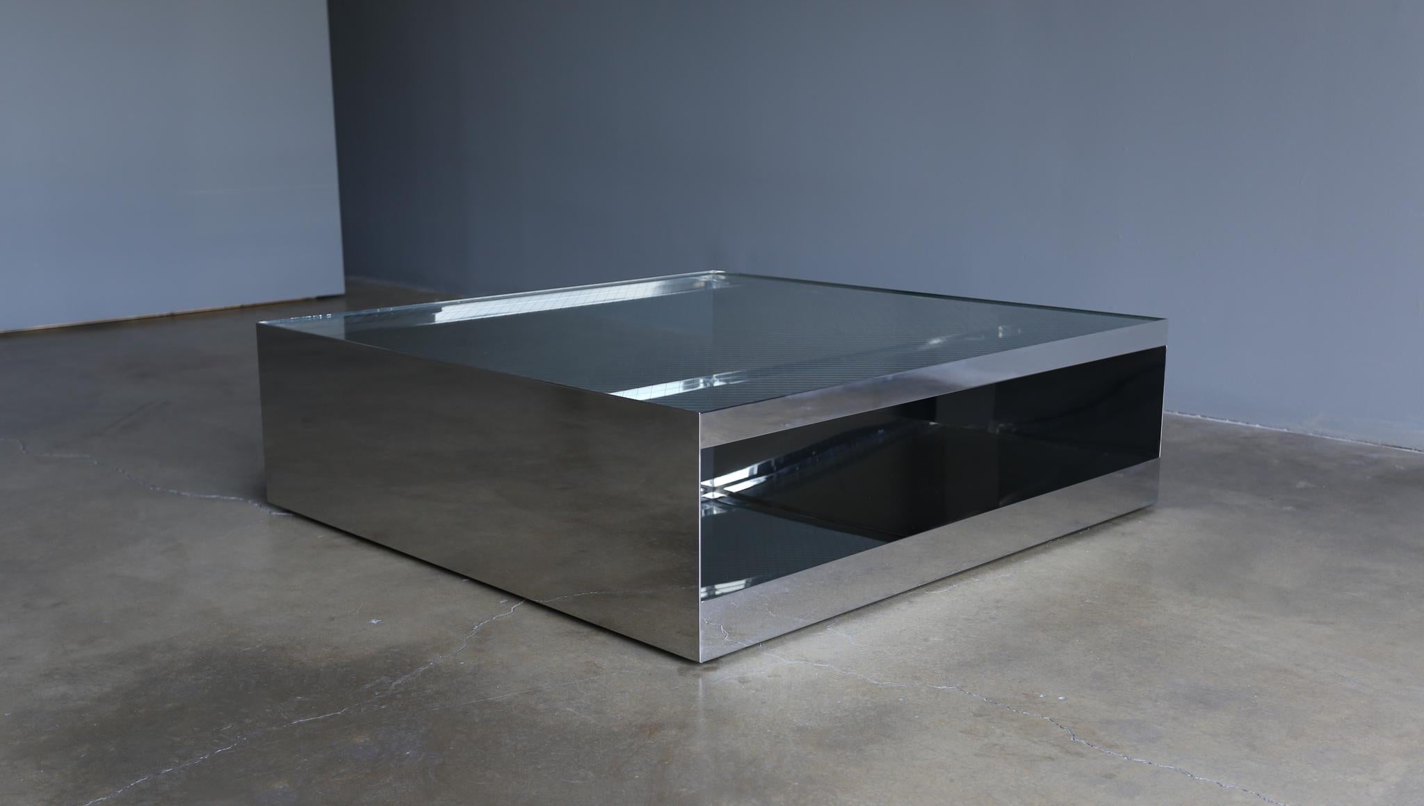 Joe D'urso Polished Stainless Steel Coffee Table for Knoll, circa 1981 1