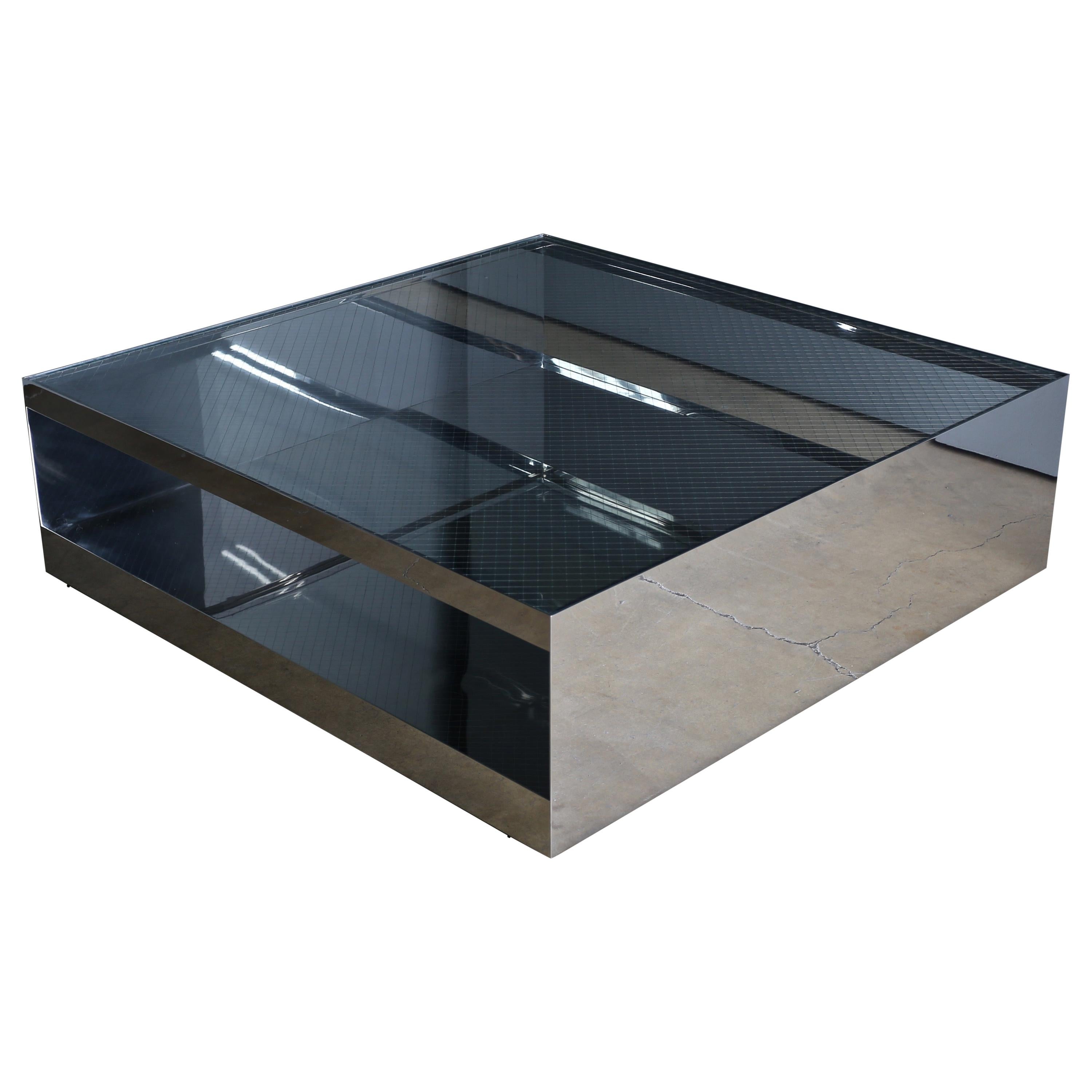 Joe D'urso Polished Stainless Steel Coffee Table for Knoll, circa 1981