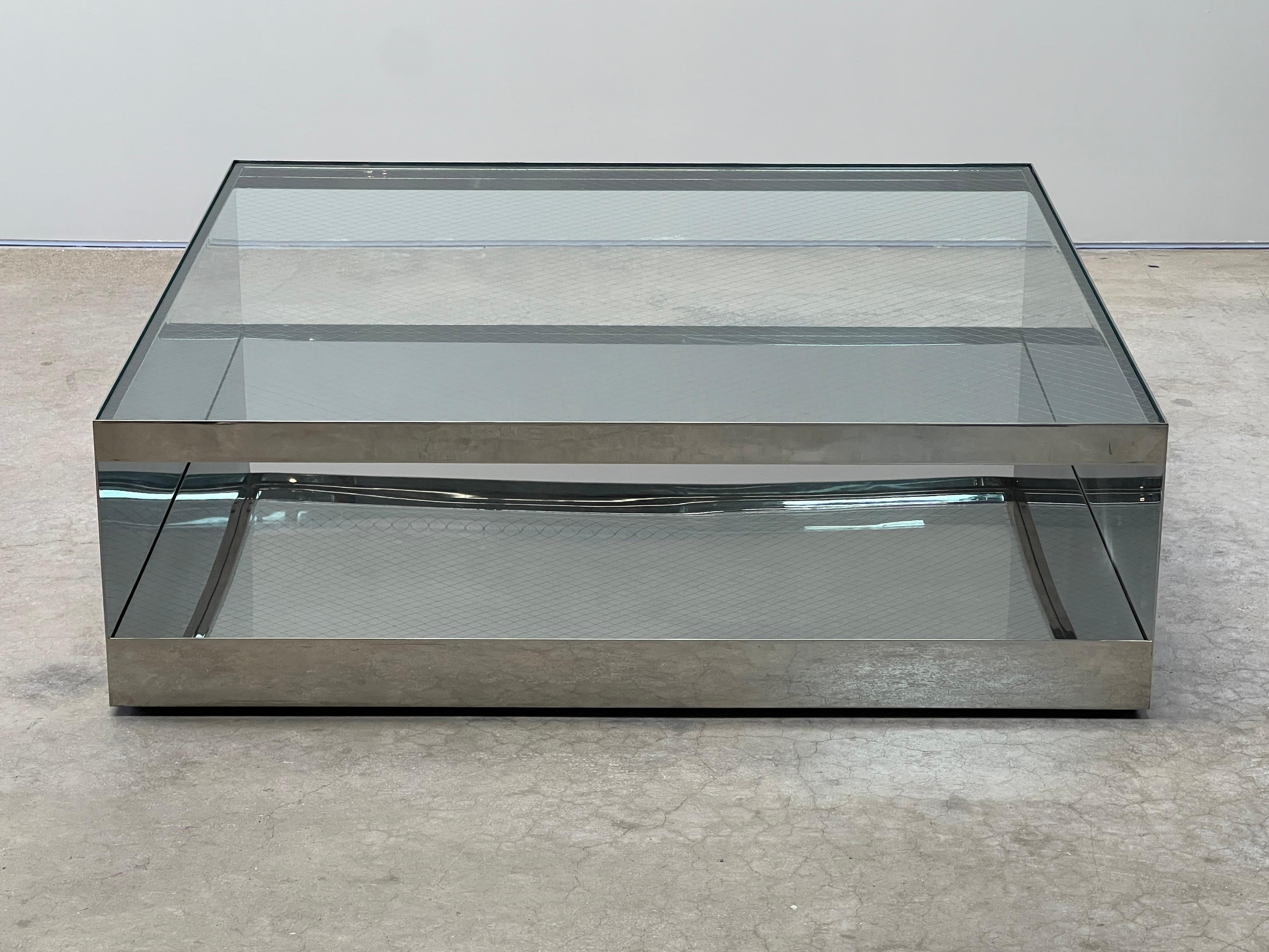 Table basse Joe D'urso en acier inoxydable poli en vente 6