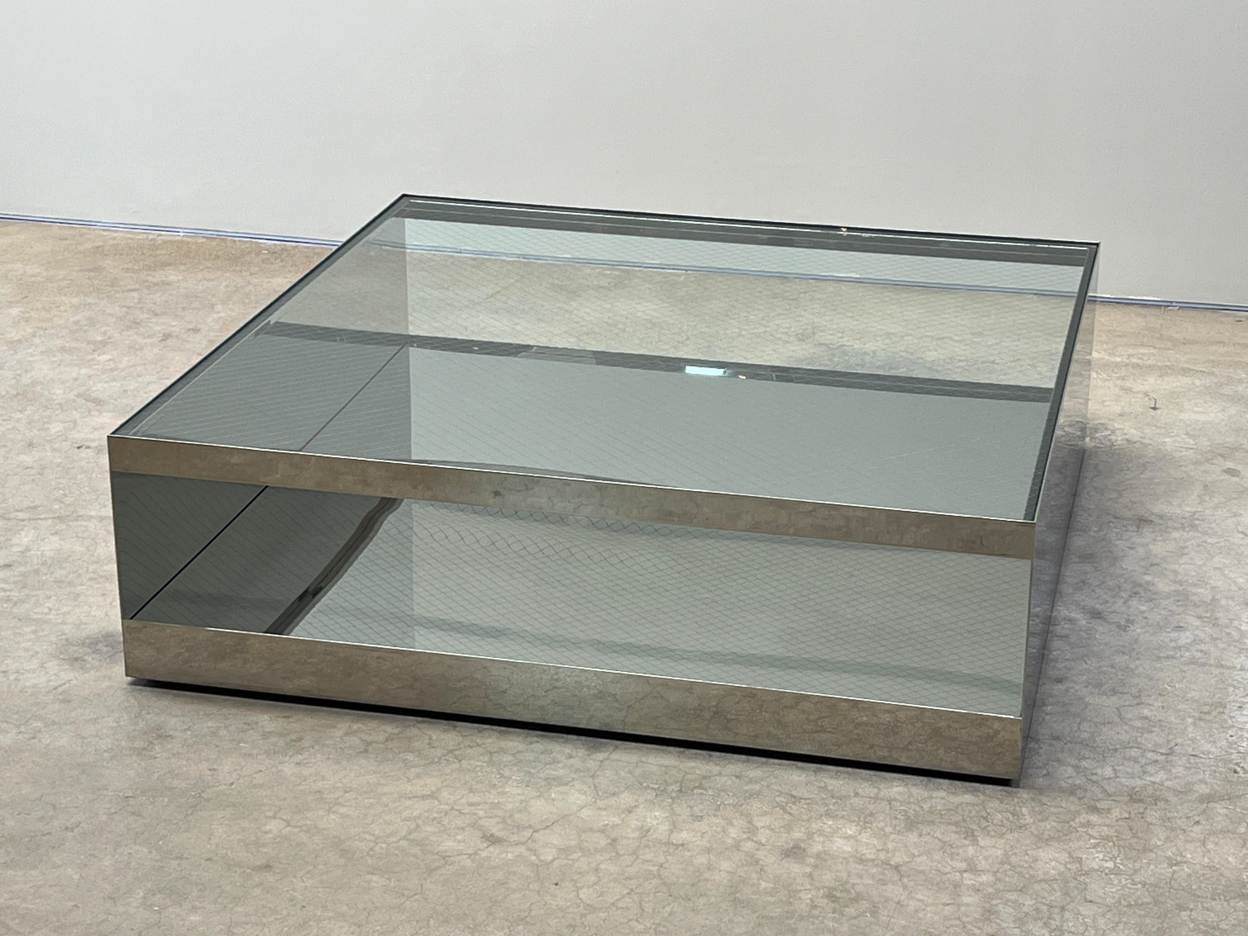 Table basse Joe D'urso en acier inoxydable poli en vente 7