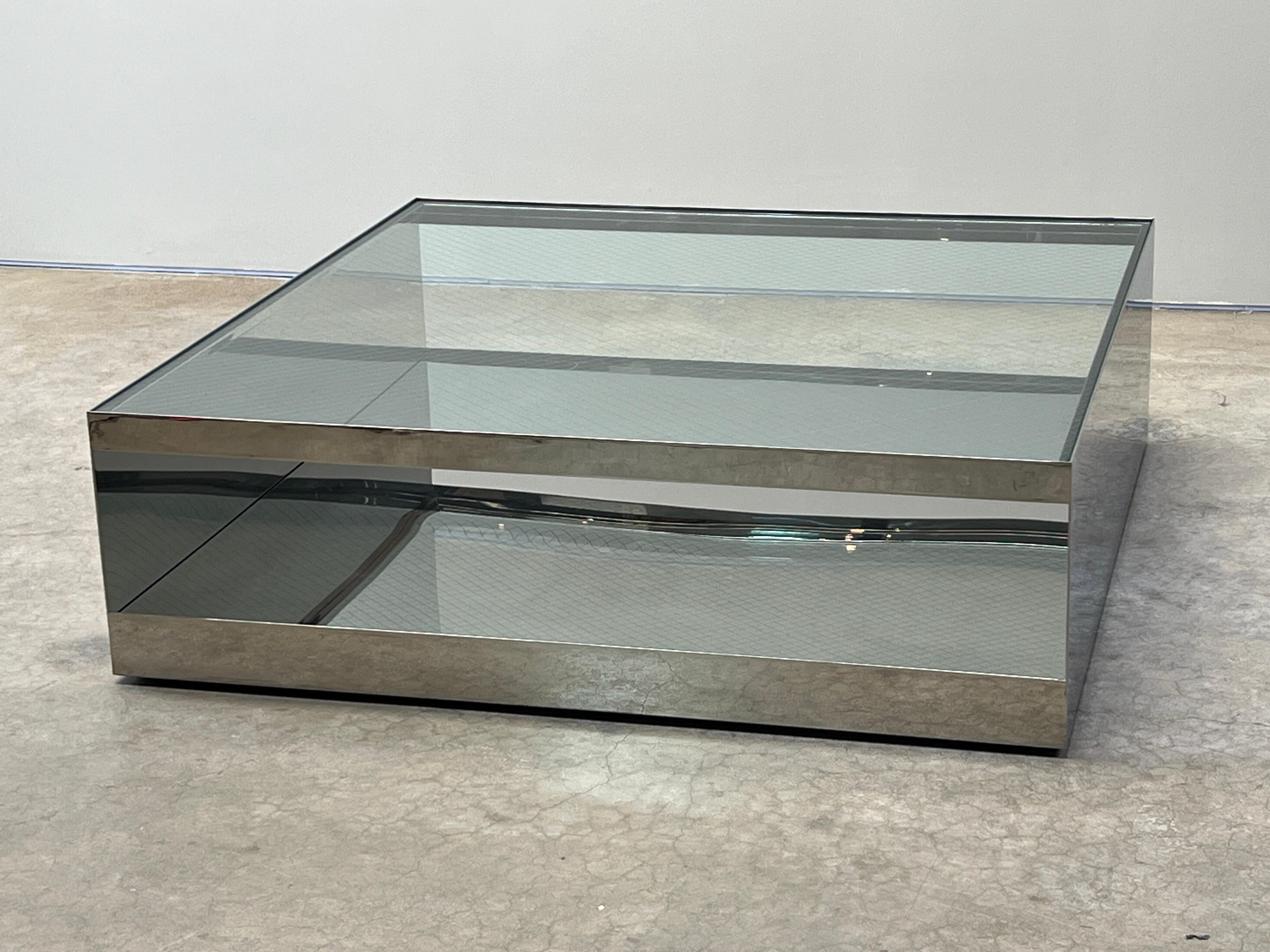 Table basse Joe D'urso en acier inoxydable poli en vente 8
