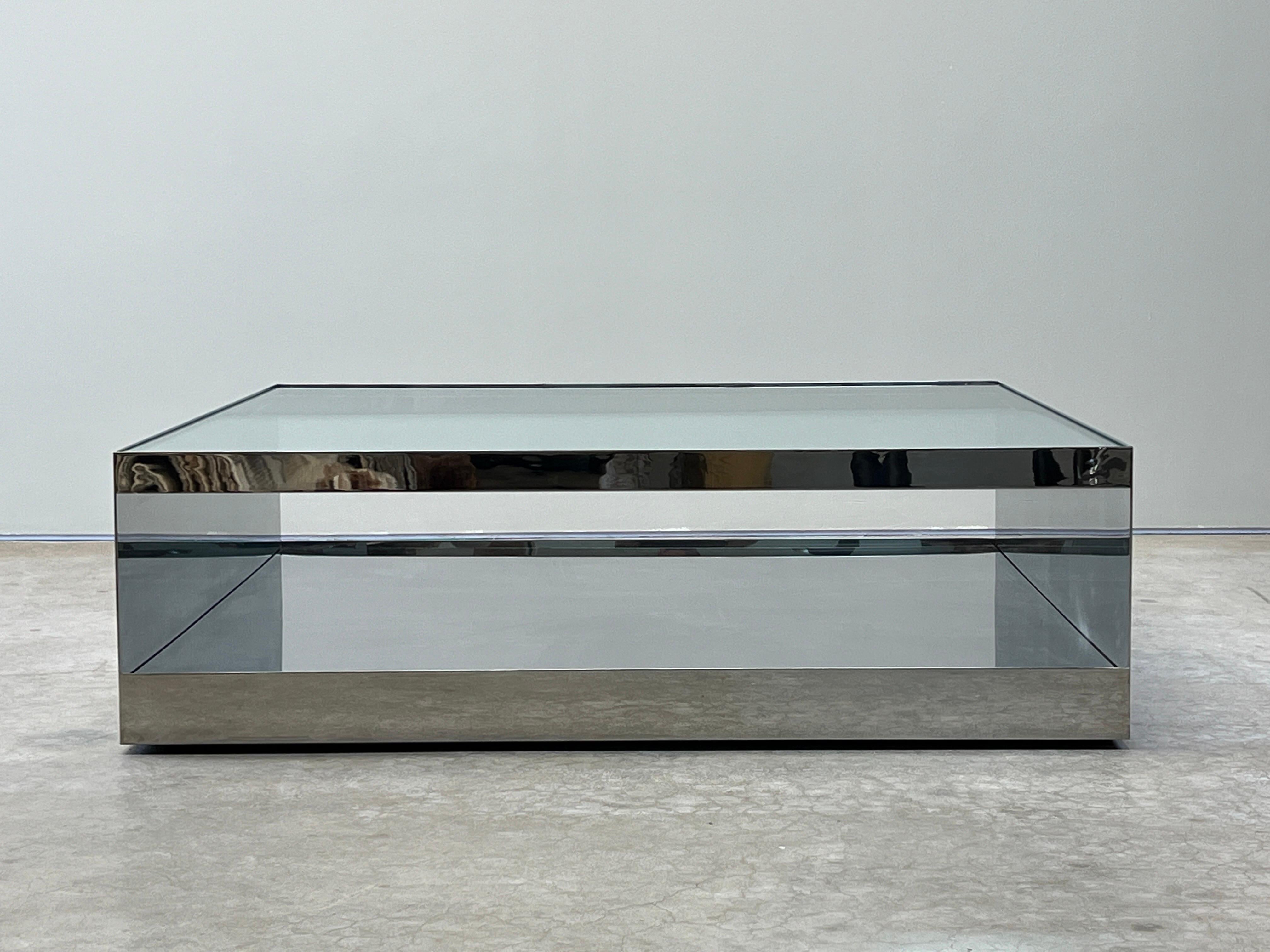 Table basse Joe D'urso en acier inoxydable poli en vente 9