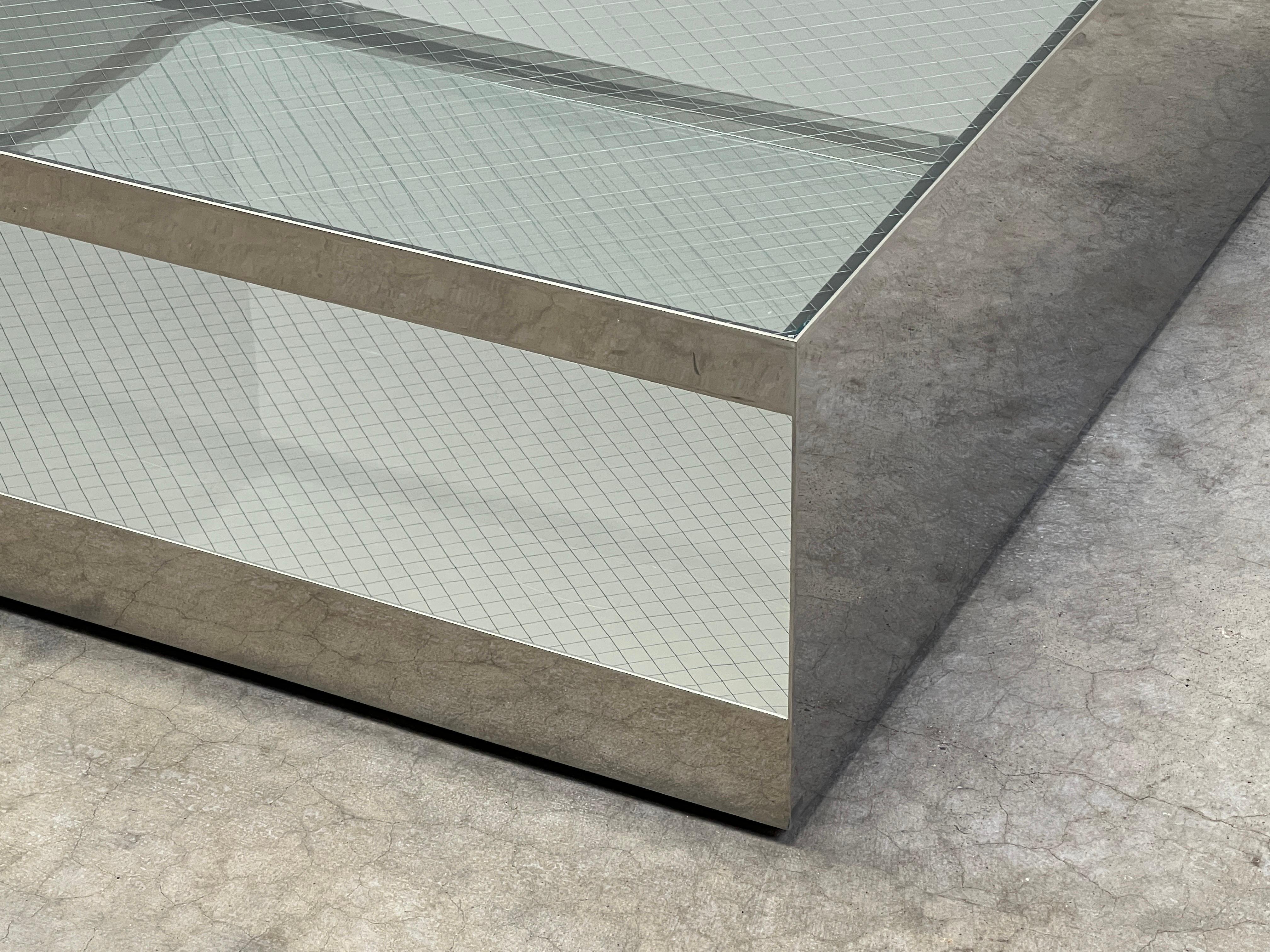 Table basse Joe D'urso en acier inoxydable poli en vente 12
