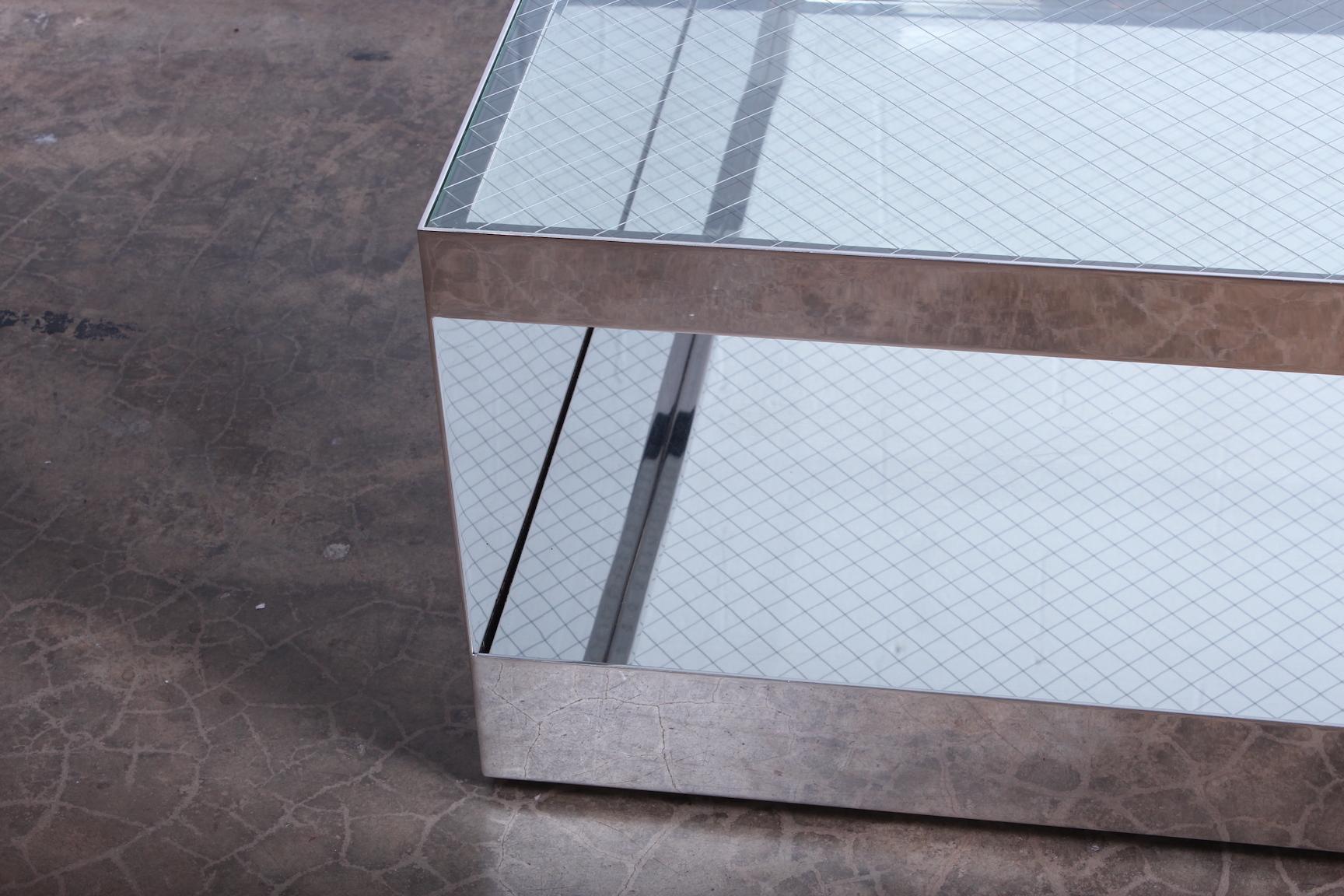 Late 20th Century Joe D'urso Polished Stainless Steel Coffee Table