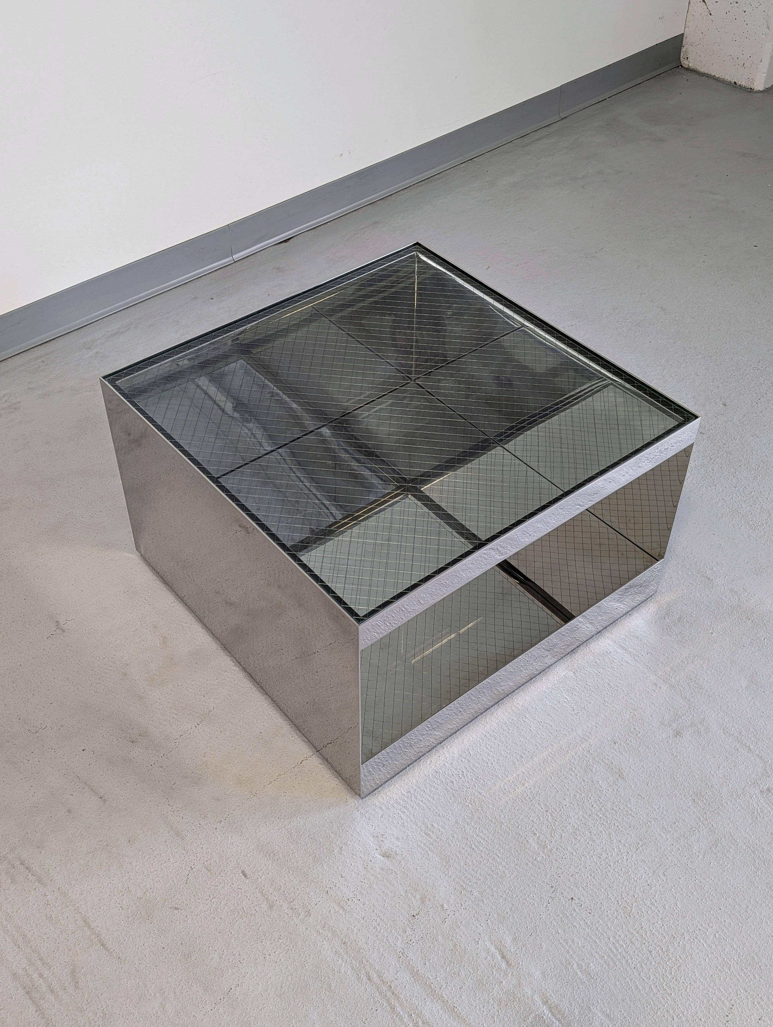 20th Century Joe D'Urso Polished Stainless Steel End Table model 6027T for Knoll For Sale
