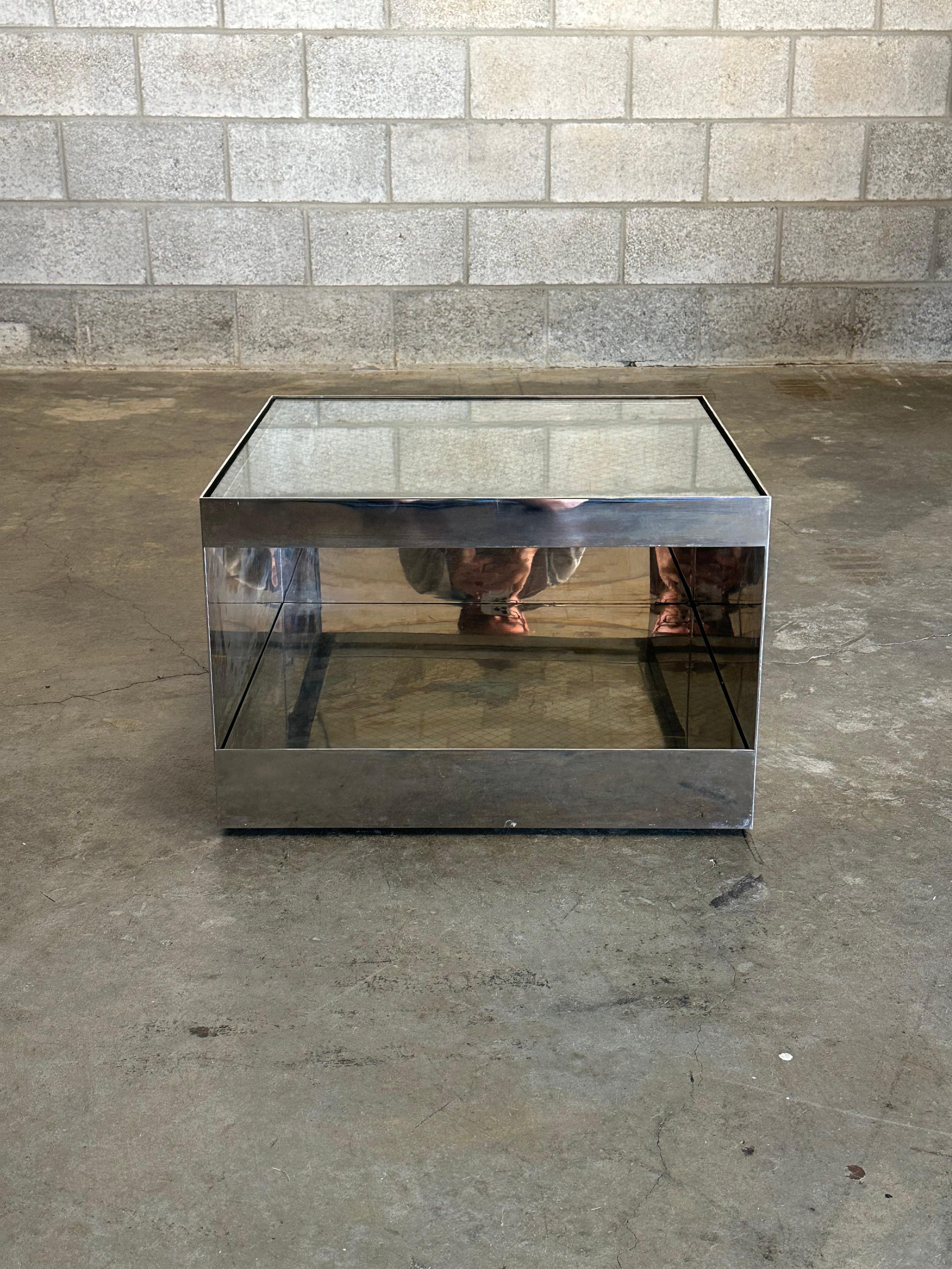 Industriel Table d'appoint en verre de sécurité Joe D'Urso pour Knoll, modèle 6022t en vente