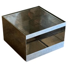 Mesa auxiliar de cristal con alambre de seguridad Joe D'Urso para Knoll, Model 6022t