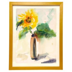Vintage Joe Eula Watercolor of a Sunflower