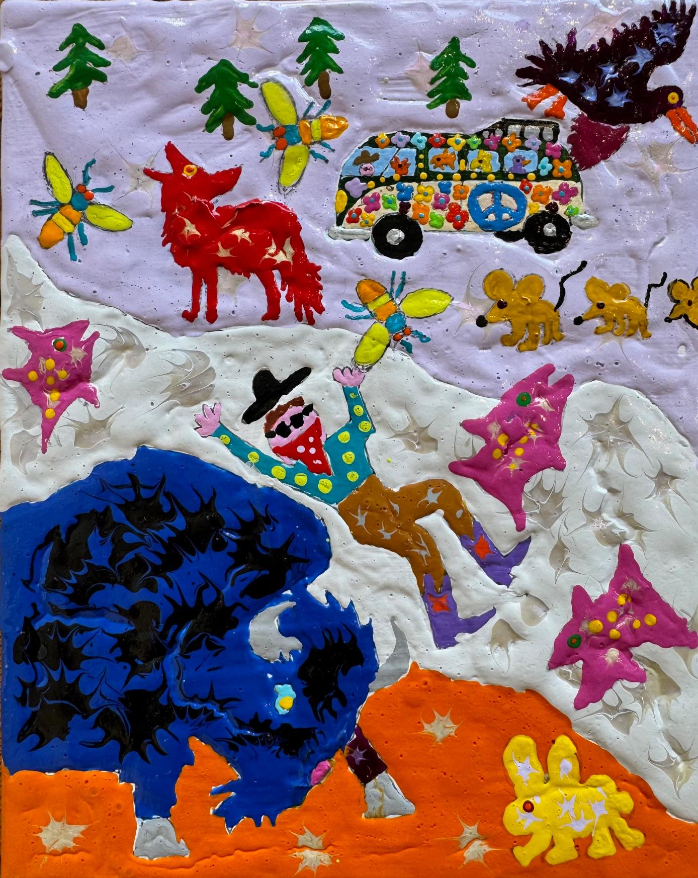 Joe Fay Animal Painting - Love Bus Tour of Buffalobump Meadow