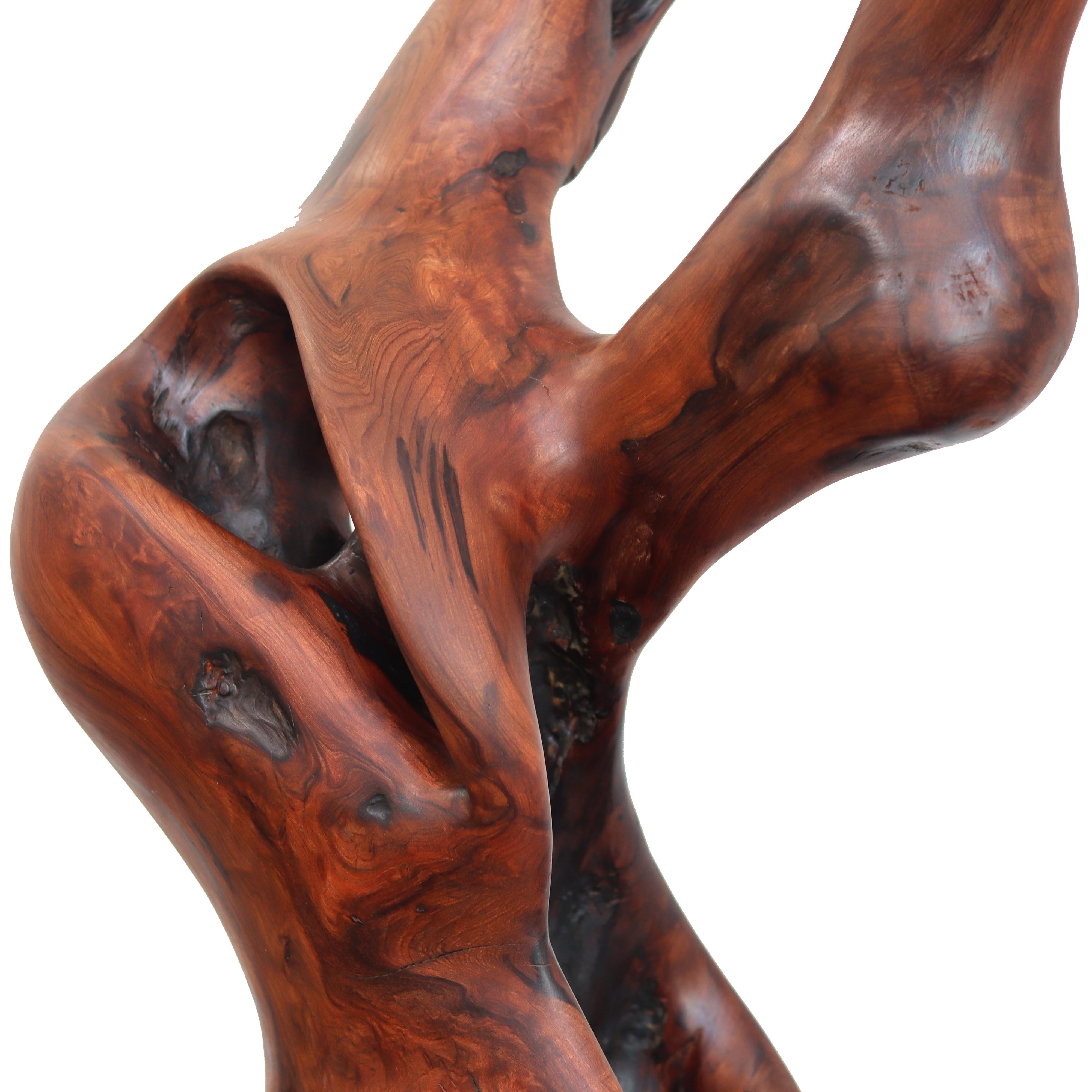 Together Bound - Original Medium Size Abstract Organic Form Redwood Sculpture For Sale 4