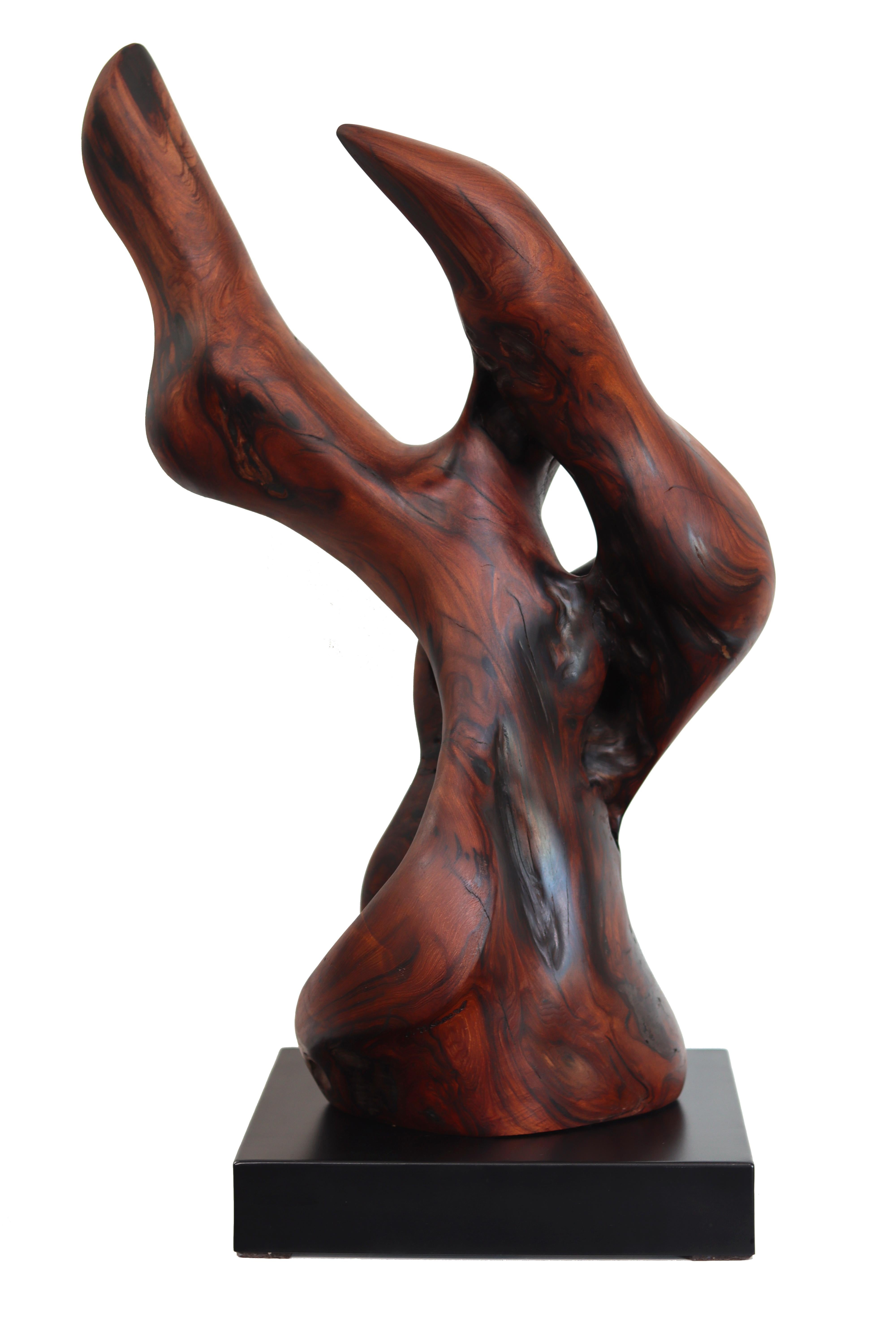 Together Bound - Original Medium Size Abstract Organic Form Redwood Sculpture For Sale 5