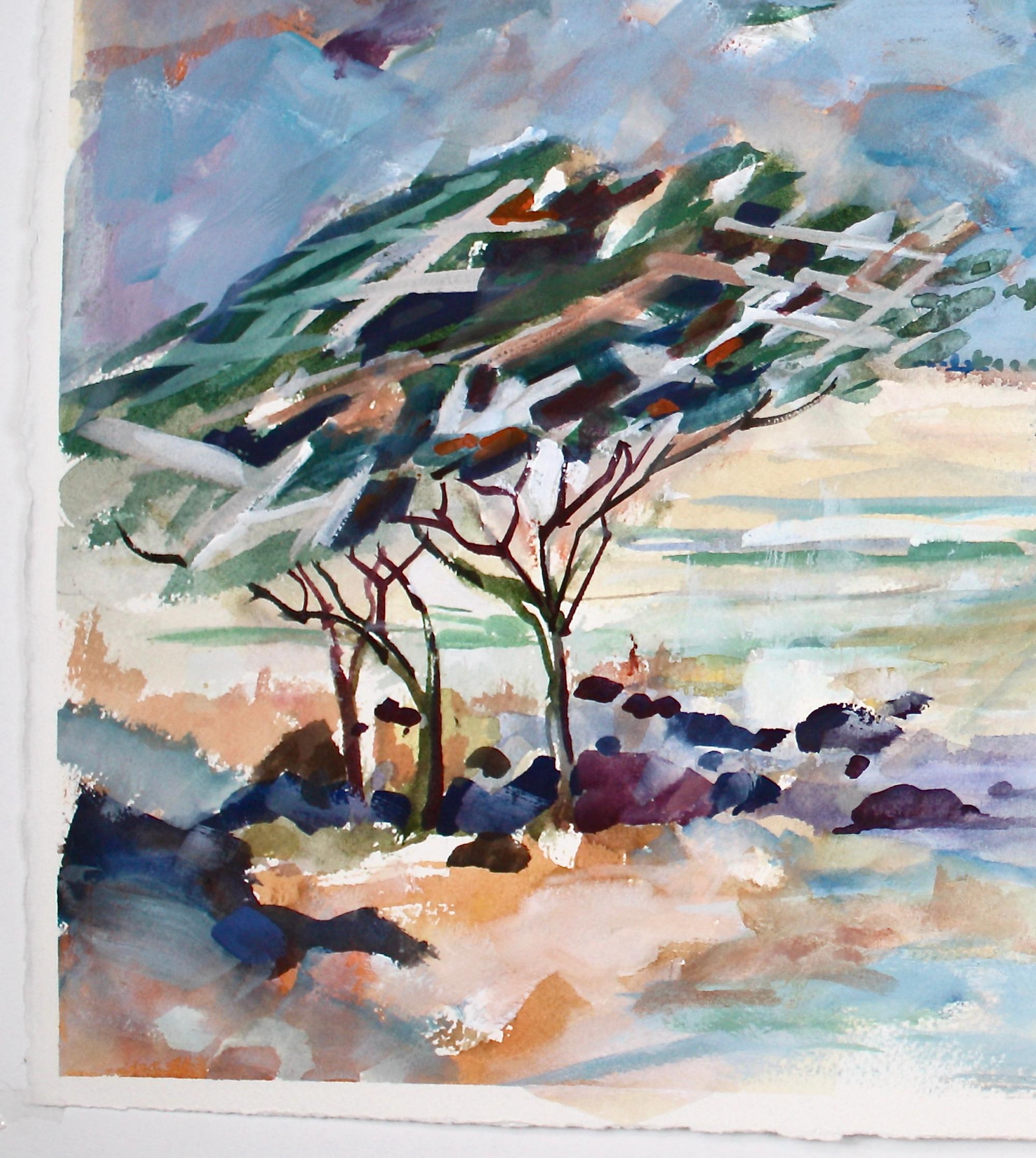Acacia Trees 2, peinture d'origine - Expressionnisme abstrait Mixed Media Art par Joe  Giuffrida