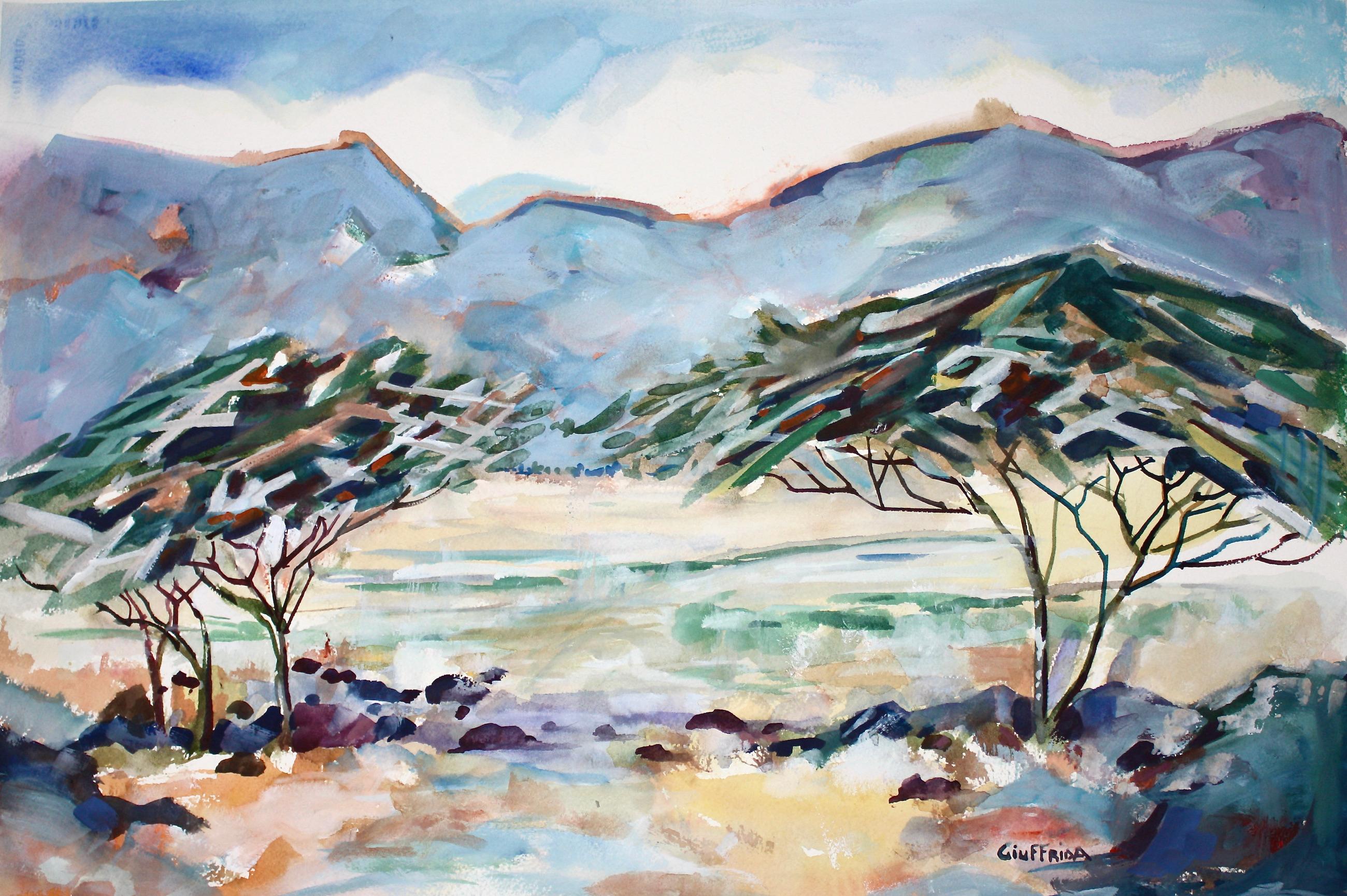 Acacia Trees 2, peinture d'origine - Mixed Media Art de Joe  Giuffrida
