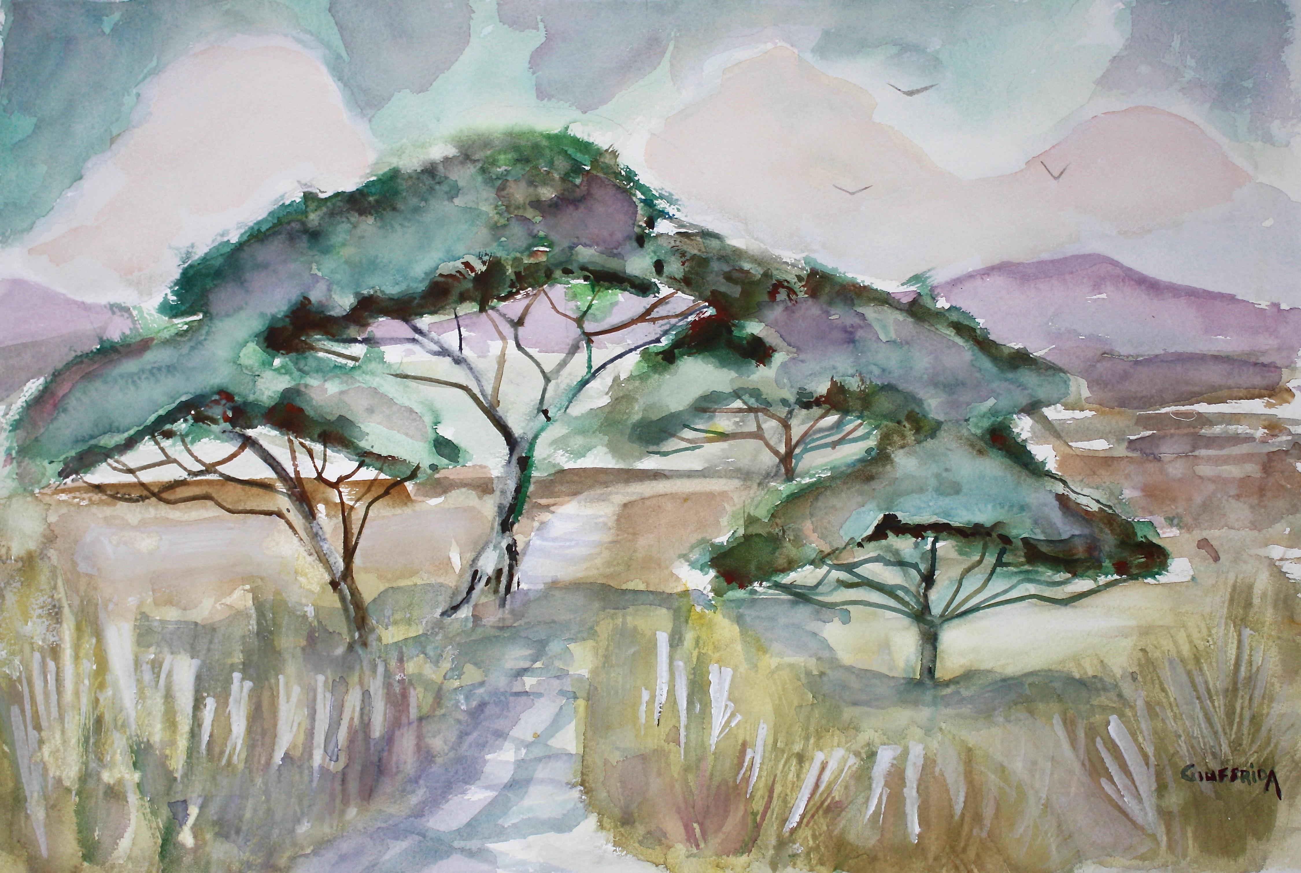 Acacia Trees 1, Original Painting - Mixed Media Art by Joe  Giuffrida