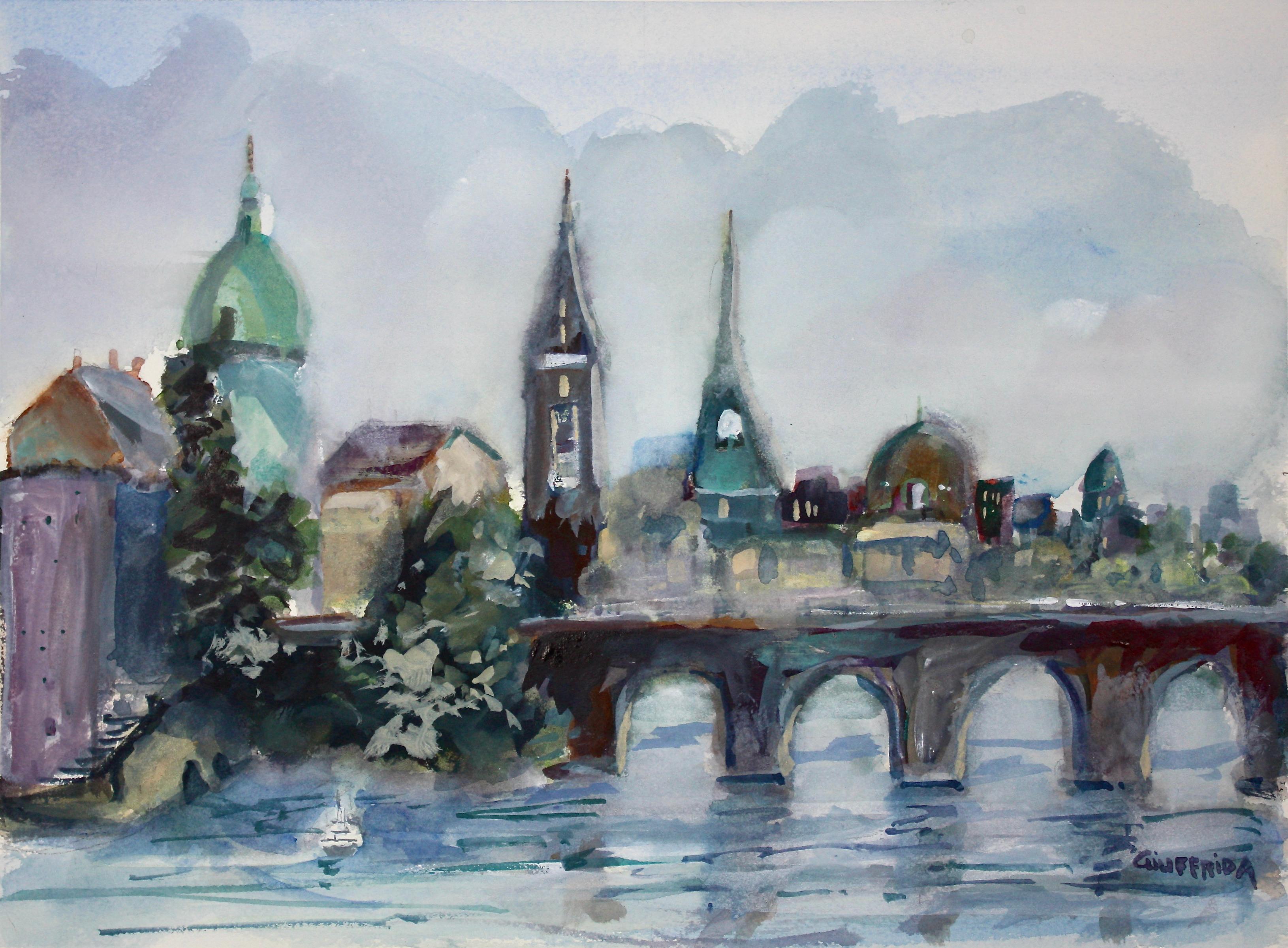 Charles Bridge, Prague, Original Painting - Mixed Media Art by Joe  Giuffrida