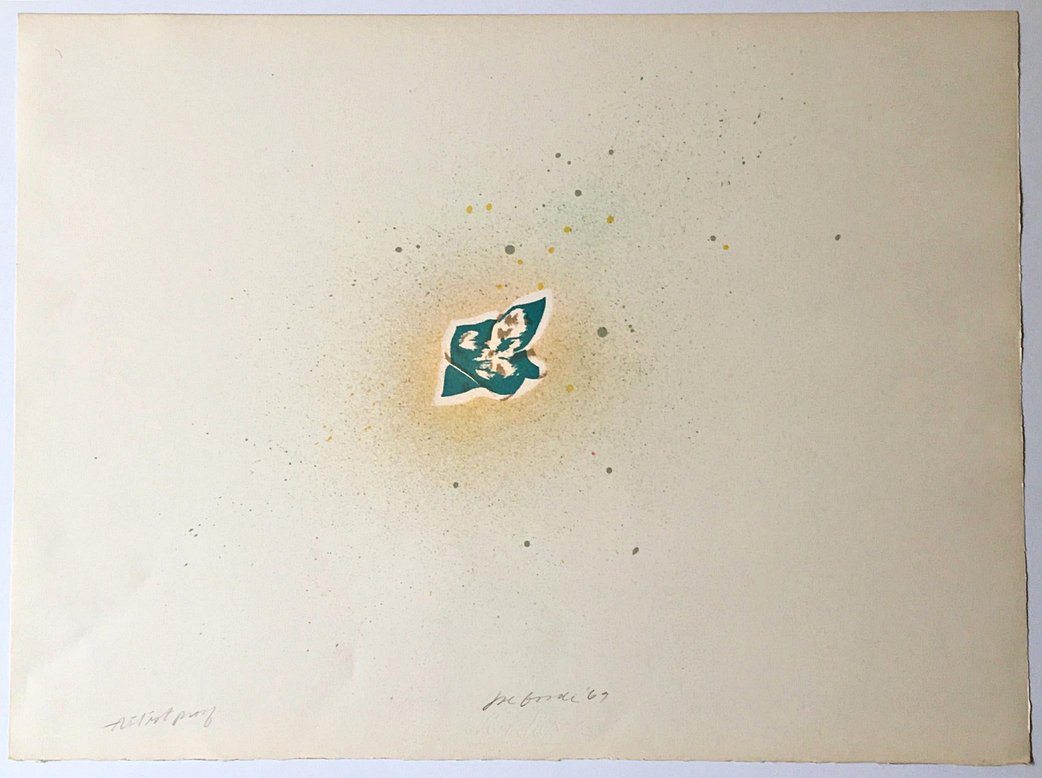 Joe Goode Abstract Print - Floating Cards (pencil signed Artist's Proof) 1960s lithograph